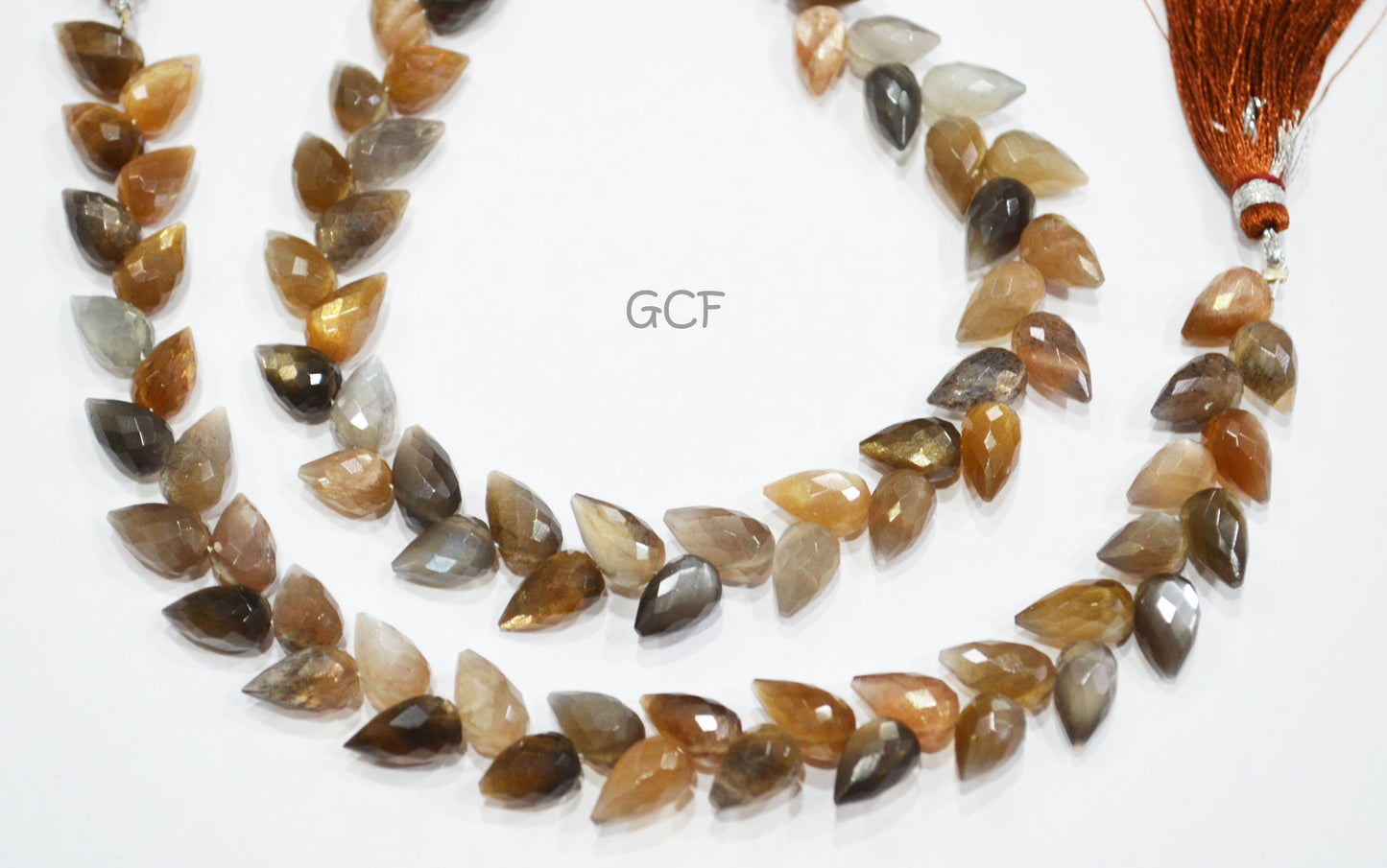 Golden Shine Moonstone Diagonal Drill Tear Drops Shape Beads , Golden Shine Moonstone Faceted Briolettes , 7.5 Inches , 6x9-6.5x11 mm ,31275