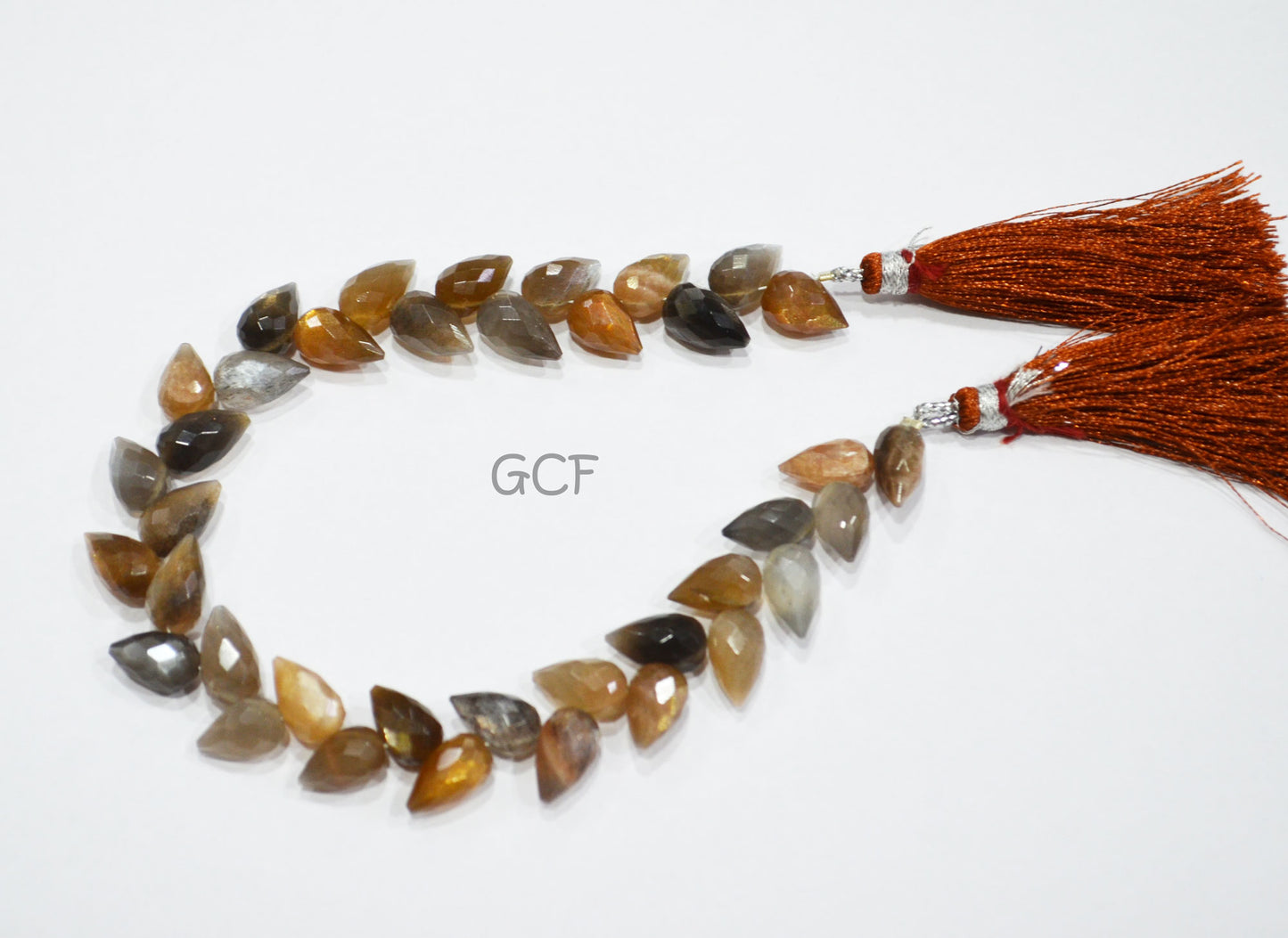 Golden Shine Moonstone Diagonal Drill Tear Drops Shape Beads , Golden Shine Moonstone Faceted Briolettes , 7.5 Inches , 6x9-6.5x11 mm ,31275