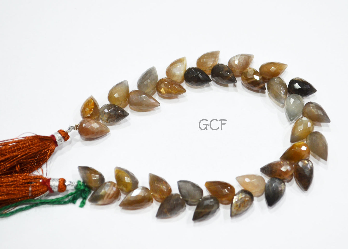 Golden Shine Moonstone Diagonal Drill Tear Drops Shape Beads , Golden Shine Moonstone Faceted Briolettes , 7.5 Inches , 7x10-7x11 mm , 31276