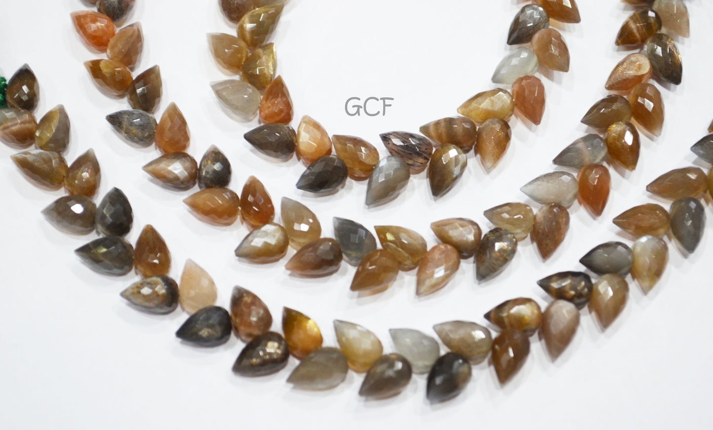 Golden Shine Moonstone Diagonal Drill Tear Drops Shape Beads , Golden Shine Moonstone Faceted Briolettes , 7.5 Inches , 7x10-7x11 mm , 31276