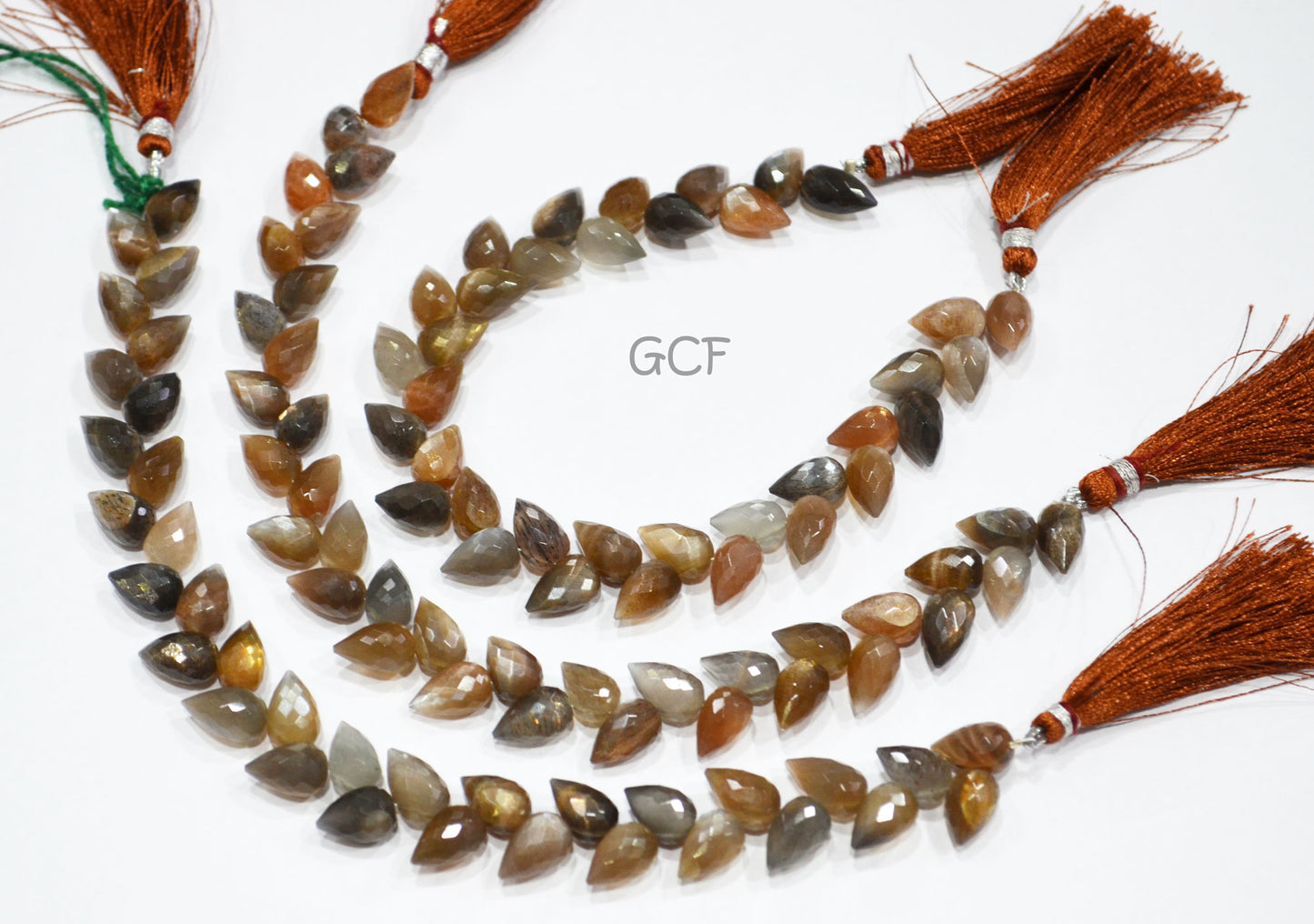 Golden Shine Moonstone Diagonal Drill Tear Drops Shape Beads , Golden Shine Moonstone Faceted Briolettes , 7.5 Inches , 7x10-7x11 mm , 31276