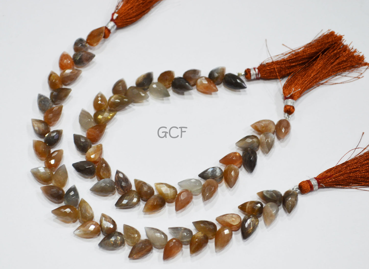 Golden Shine Moonstone Diagonal Drill Tear Drops Shape Beads , Golden Shine Moonstone Faceted Briolettes , 7.5 Inches , 7x10-7x11 mm , 31276