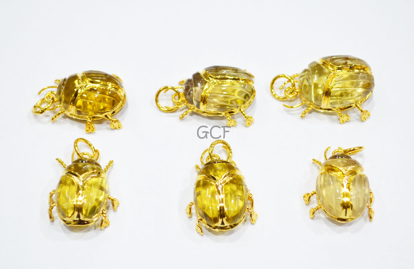 Lemon Quartz Electroplated Beetle Pendant , Egyptian Scarab Lemon Quartz Charm , Sold By Piece , Use To Make Jewelry , 2 - 2.75 cm , 31343