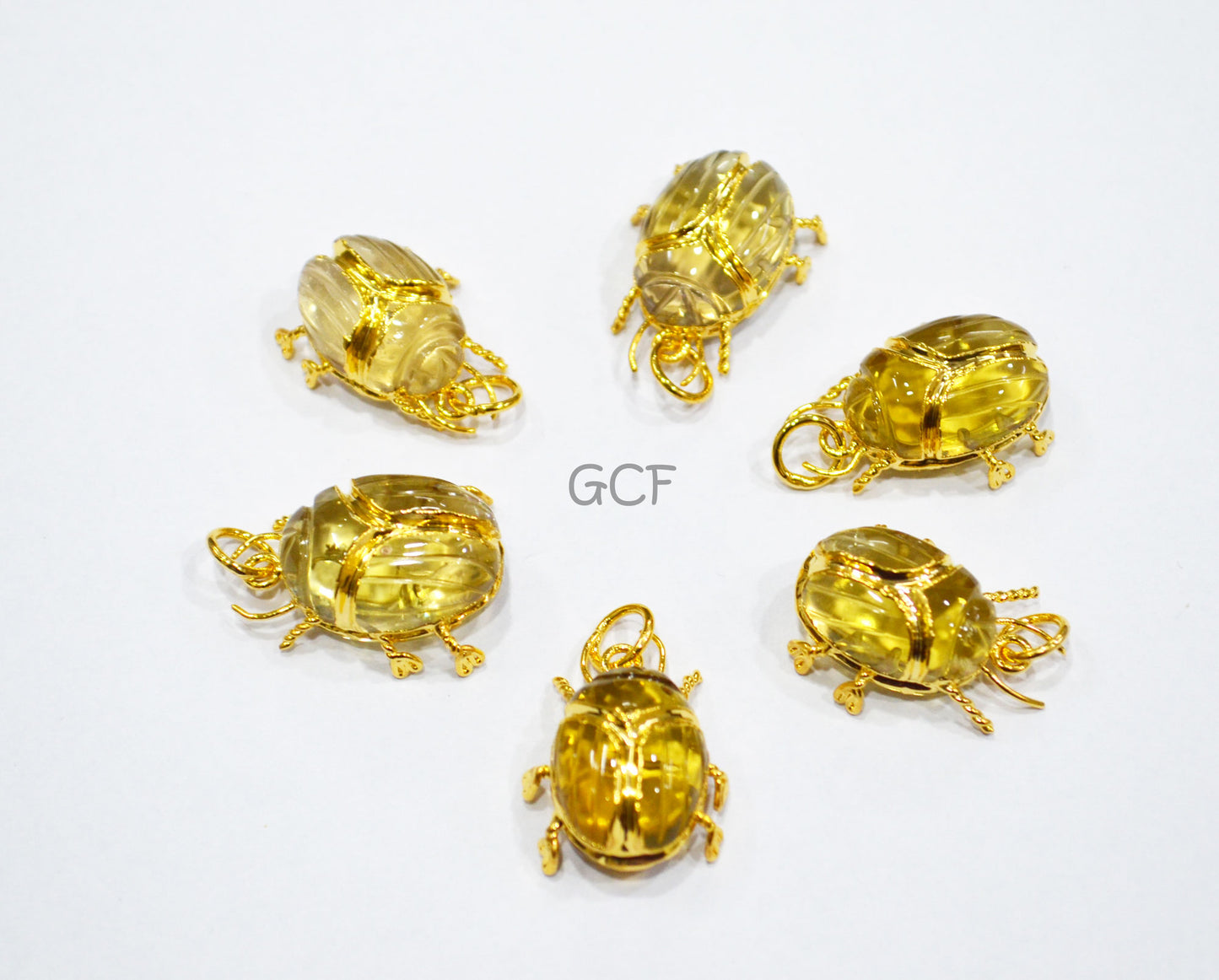 Lemon Quartz Electroplated Beetle Pendant , Egyptian Scarab Lemon Quartz Charm , Sold By Piece , Use To Make Jewelry , 2 - 2.75 cm , 31343