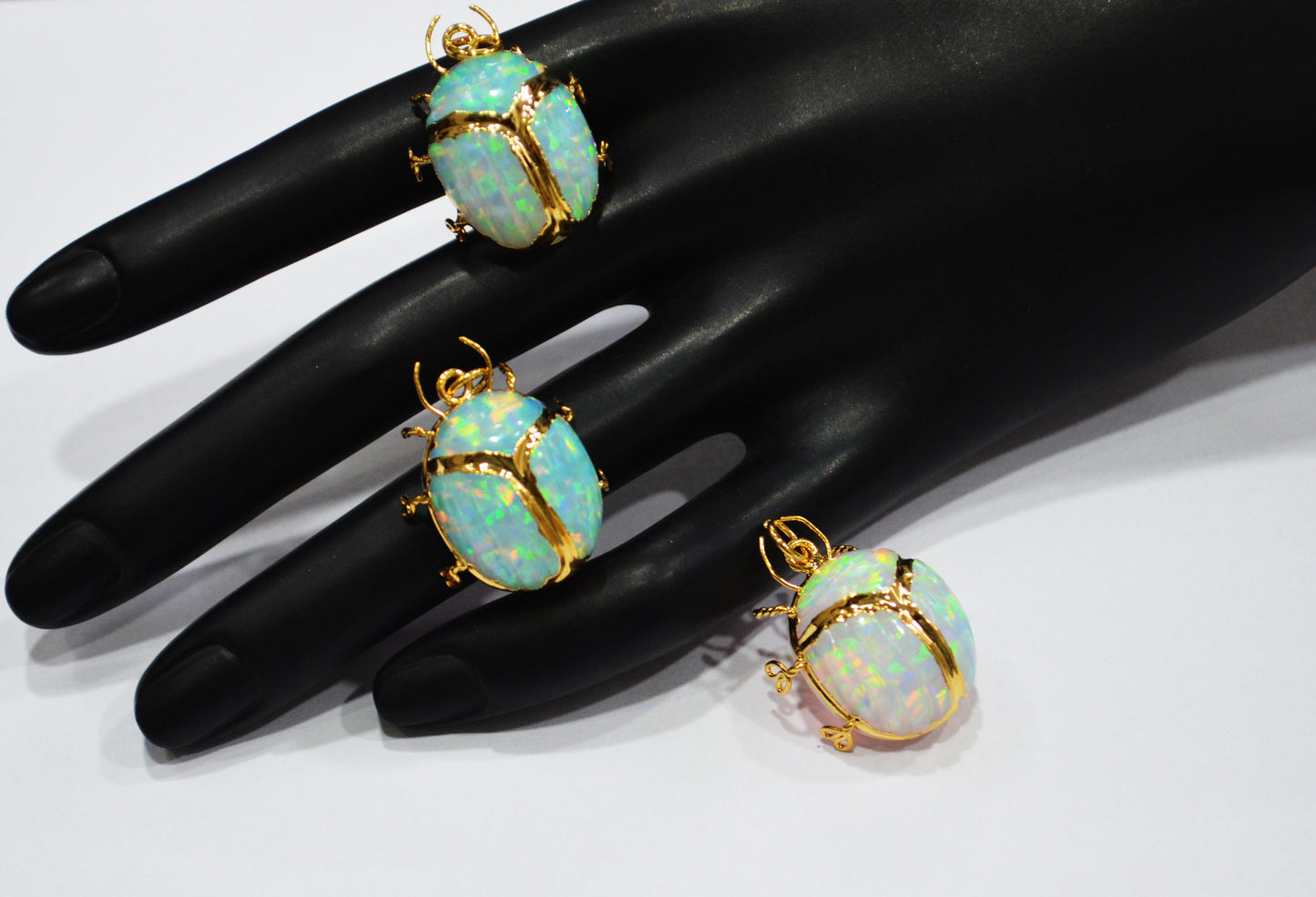 Ethiopian Opal Electroplated Beetle Pendant , Egyptian Scarab Opal Charm , Sold By Piece , Use To Make Jewelry , 2.25 - 2.50 cm , 31347A