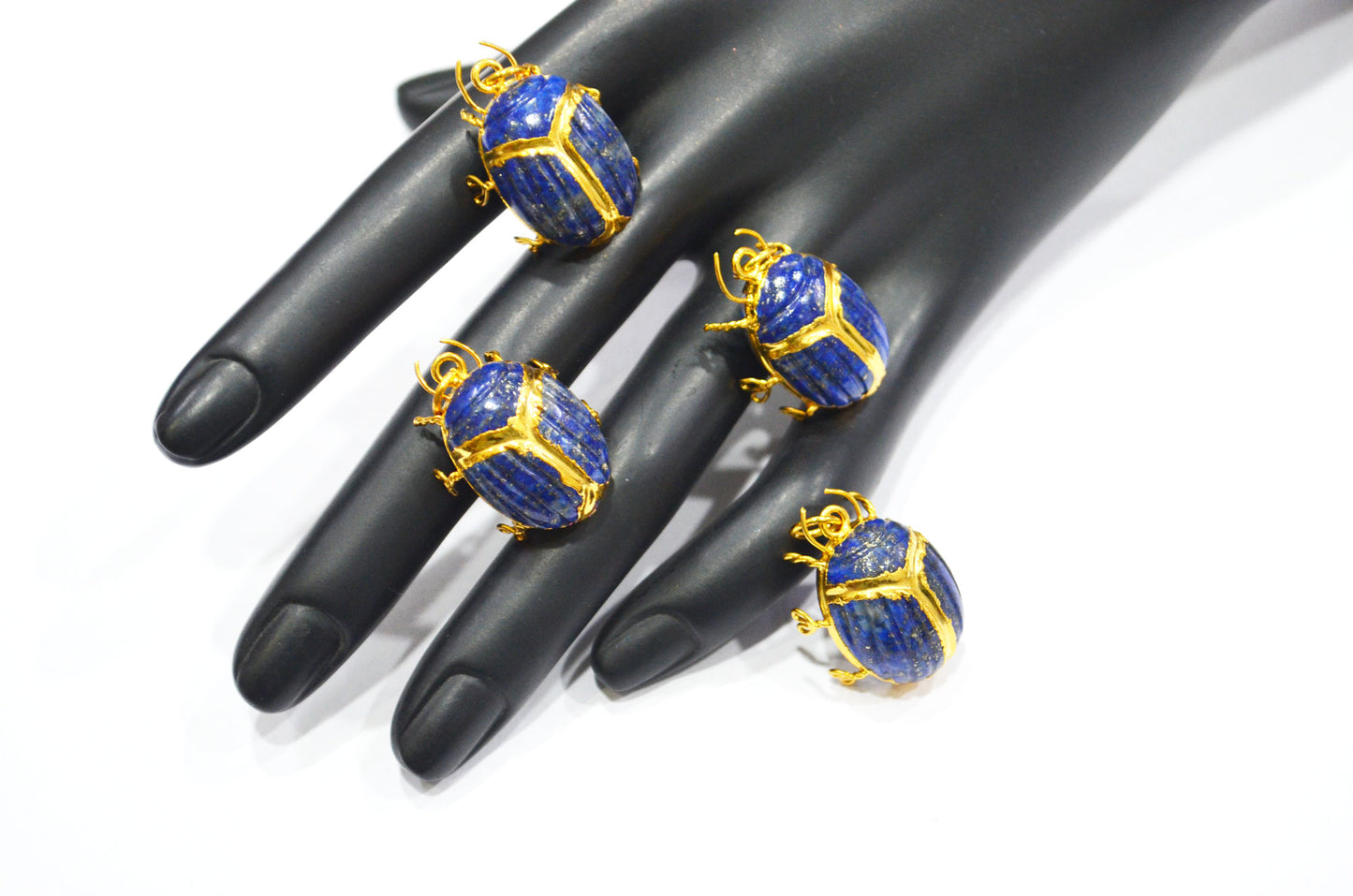 Lapis Lazuli Electroplated Beetle Pendant , Egyptian Scarab Lapis Lazuli Charm , Sold By Piece , Use To Make Jewelry , 2 - 2.25 cm , 31347B
