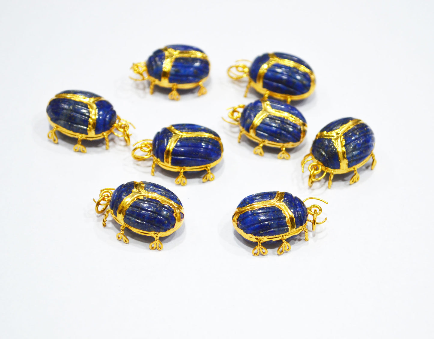 Lapis Lazuli Electroplated Beetle Pendant , Egyptian Scarab Lapis Lazuli Charm , Sold By Piece , Use To Make Jewelry , 2 - 2.25 cm , 31347B