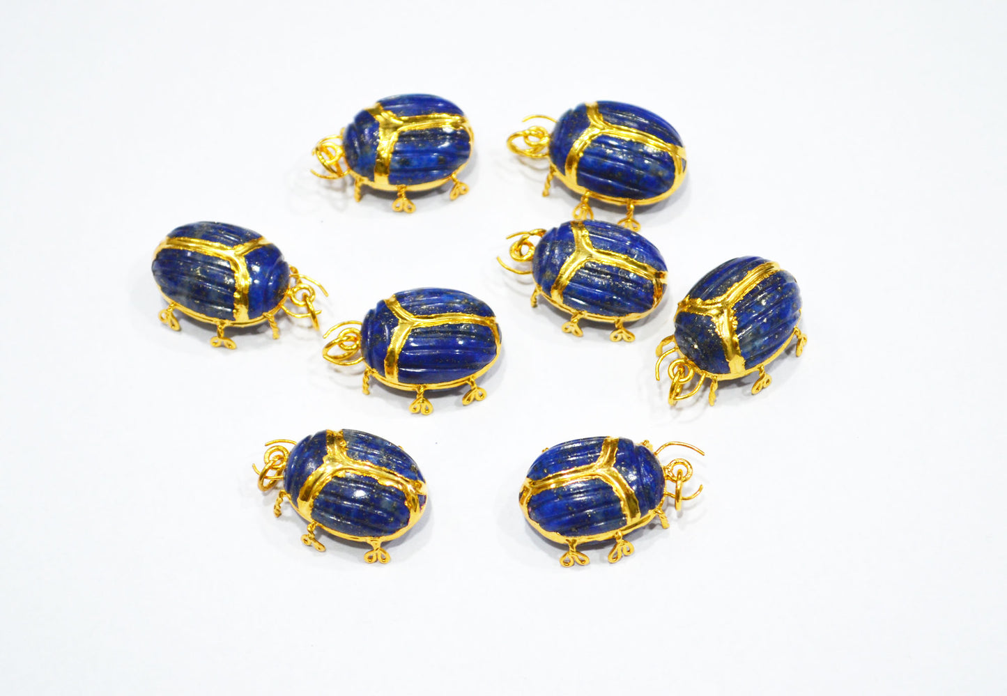 Lapis Lazuli Electroplated Beetle Pendant , Egyptian Scarab Lapis Lazuli Charm , Sold By Piece , Use To Make Jewelry , 2 - 2.25 cm , 31347B