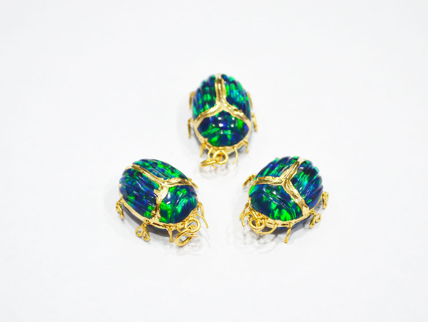 Black Ethiopian Opal Electroplated Beetle Pendant , Egyptian Scarab Opal Charm , Sold By Piece , Use To Make Jewelry , 2.25 - 2.50 cm , 31347E