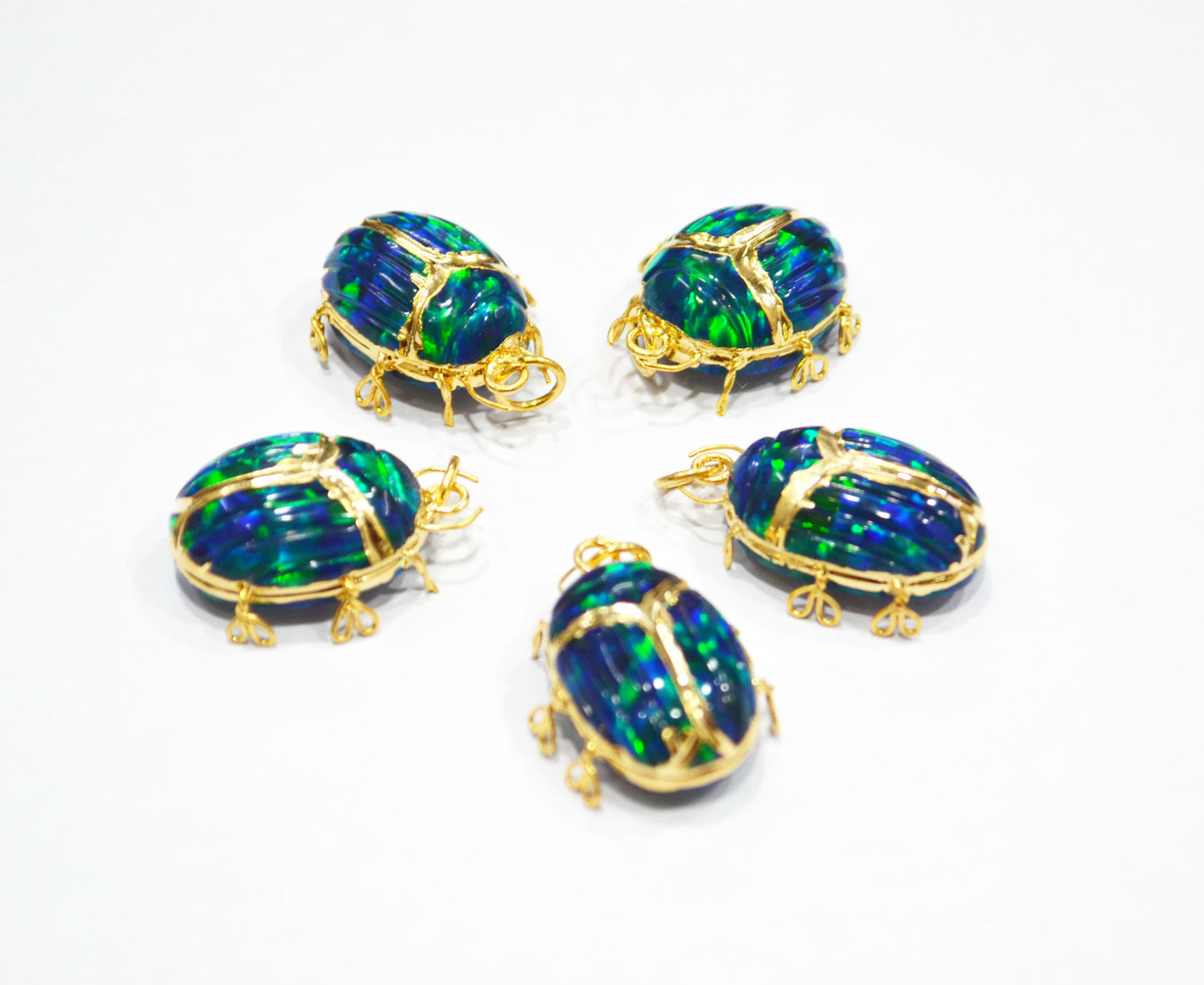 Black Ethiopian Opal Electroplated Beetle Pendant , Egyptian Scarab Opal Charm , Sold By Piece , Use To Make Jewelry , 2.25 - 2.50 cm , 31347E
