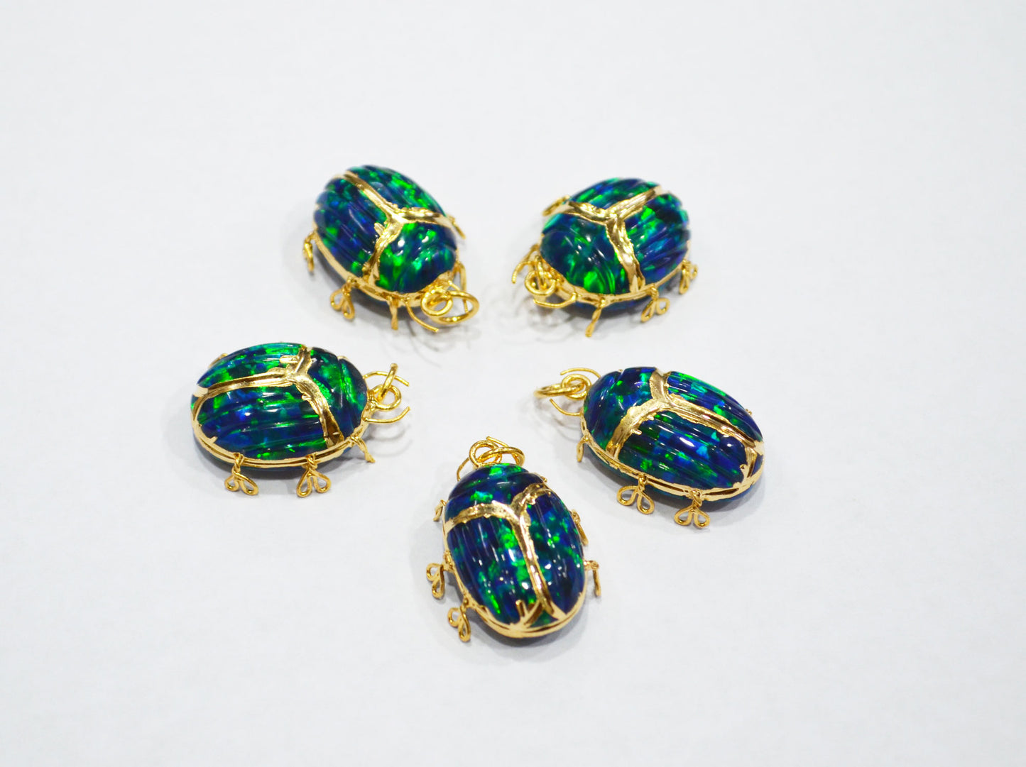 Black Ethiopian Opal Electroplated Beetle Pendant , Egyptian Scarab Opal Charm , Sold By Piece , Use To Make Jewelry , 2.25 - 2.50 cm , 31347E