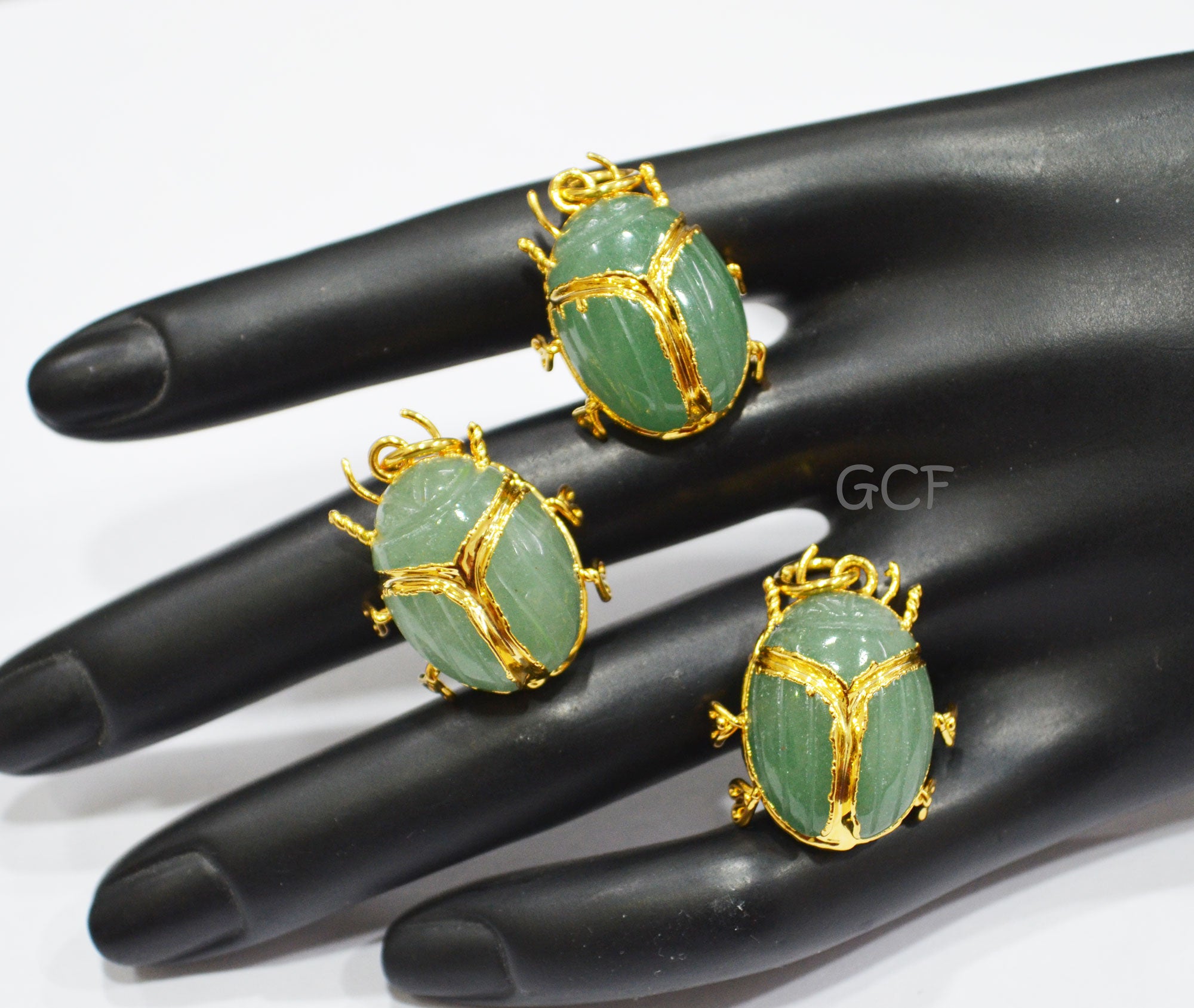 Grape Green Aventurine Electroplated Beetle Pendant , Egyptian Scarab Grape Green Aventurine Charm , Sold By Piece , 2.50 - 2.75 cm , 31348