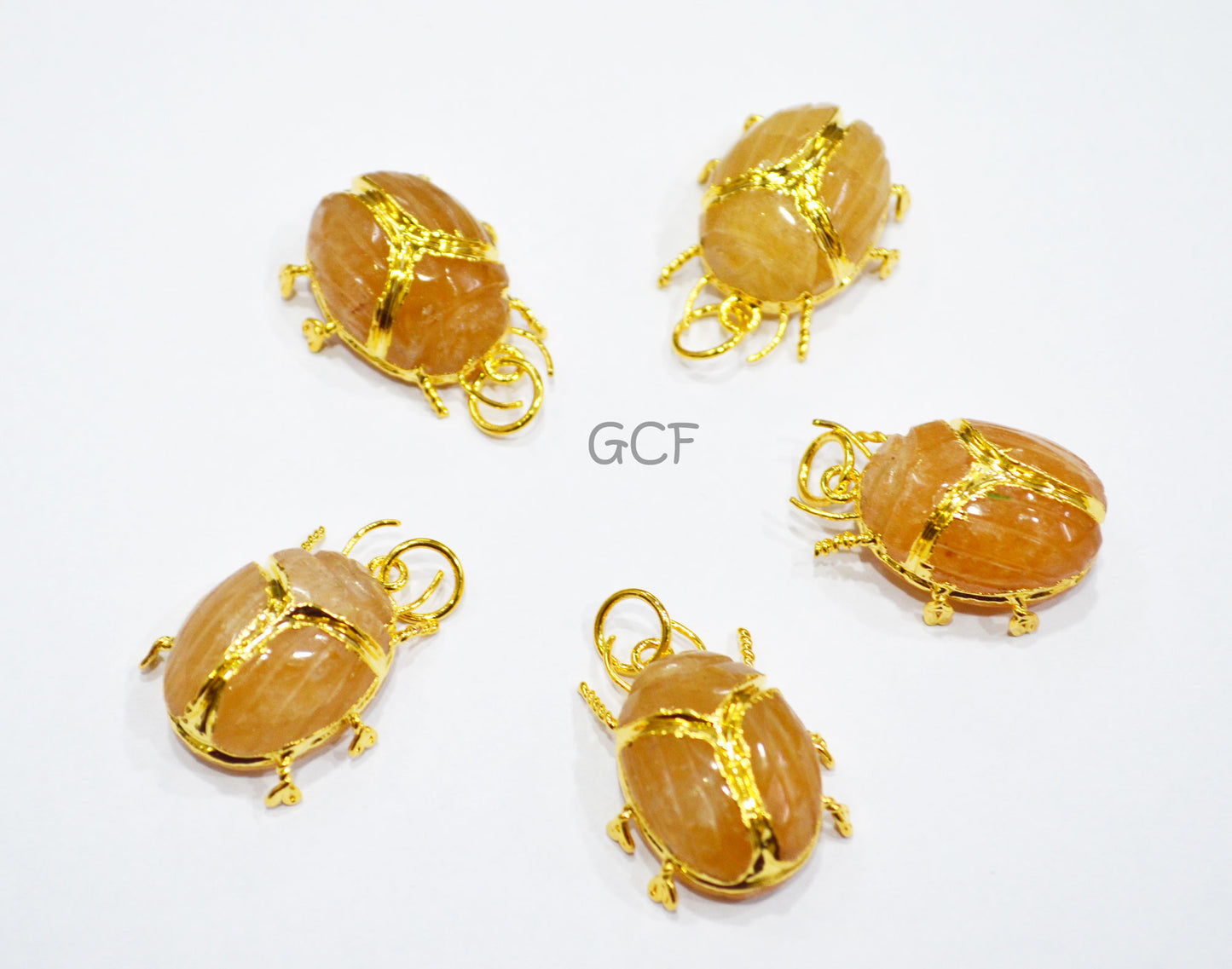 Yellow Aventurine Electroplated Beetle Pendant , Egyptian Scarab Yellow Aventurine Charm , Sold By Piece , 2.50 - 2.75 cm , 31349