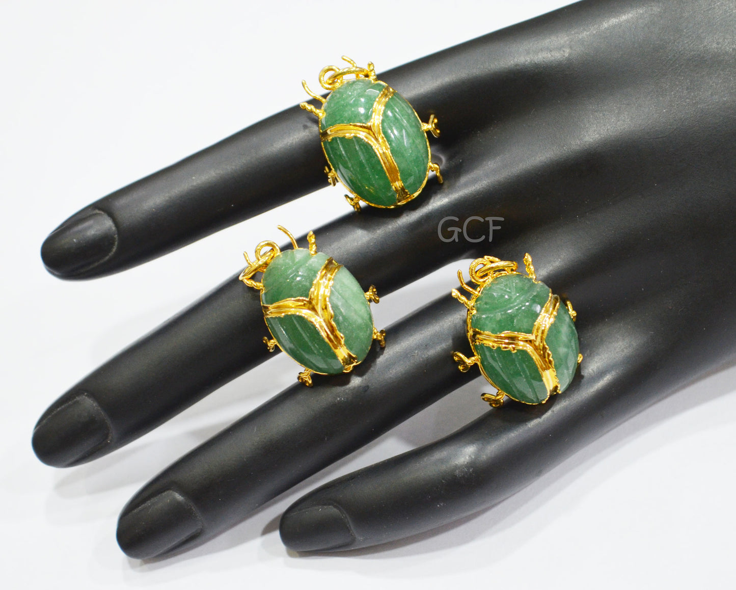 Green Onyx Electroplated Beetle Pendant , Egyptian Scarab Green Onyx Charm , Sold By Piece , Use To Make Jewelry , 2.25 - 2.50 cm , 31352