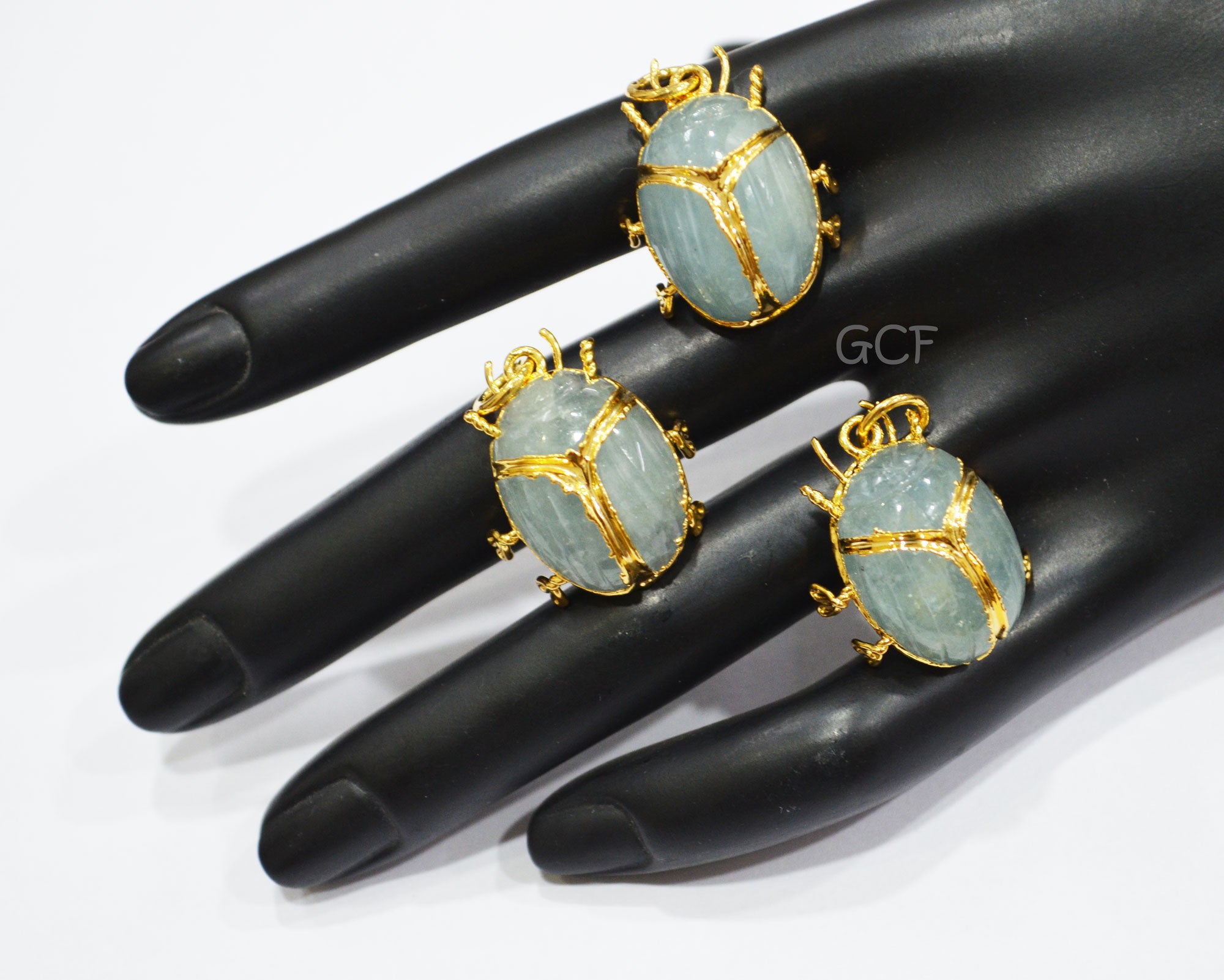 Milky Aquamarine Electroplated Beetle Pendant ,Egyptian Scarab Milky Aquamarine Charm ,Sold By Piece ,Use To Make Jewelry ,2 - 2.5 cm ,31354