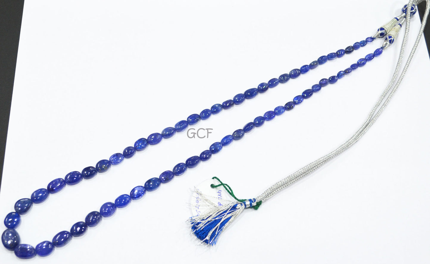 Tanzanite Smooth Oval Nuggets Shape Necklace , Tanzanite 1 Line Necklace 23 Inches Long With Adjustable Tussle , 4x6 mm , 31476