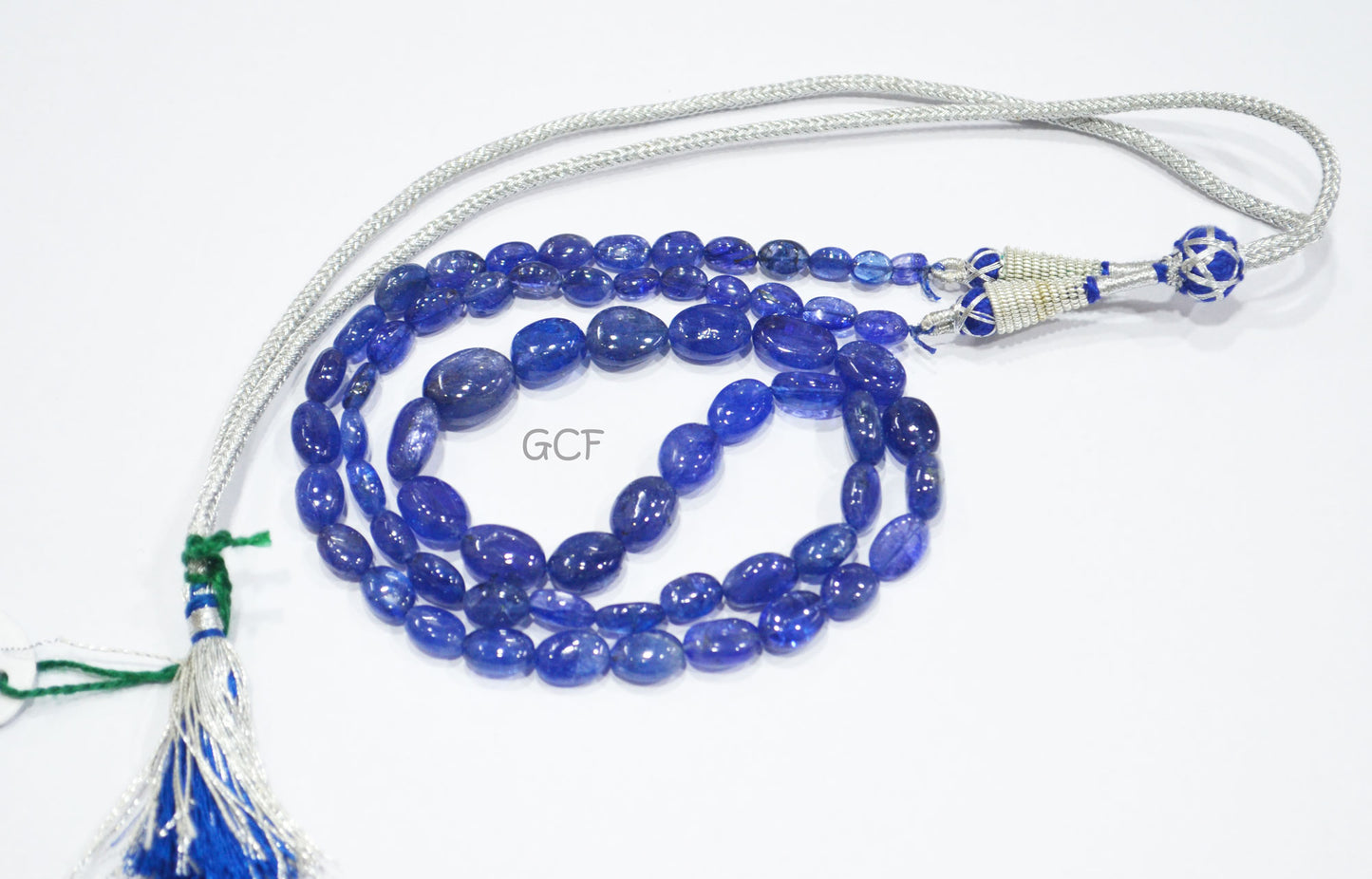 Tanzanite Smooth Oval Nuggets Shape Necklace , Tanzanite 1 Line Necklace 23 Inches Long With Adjustable Tussle , 4x6 mm , 31476