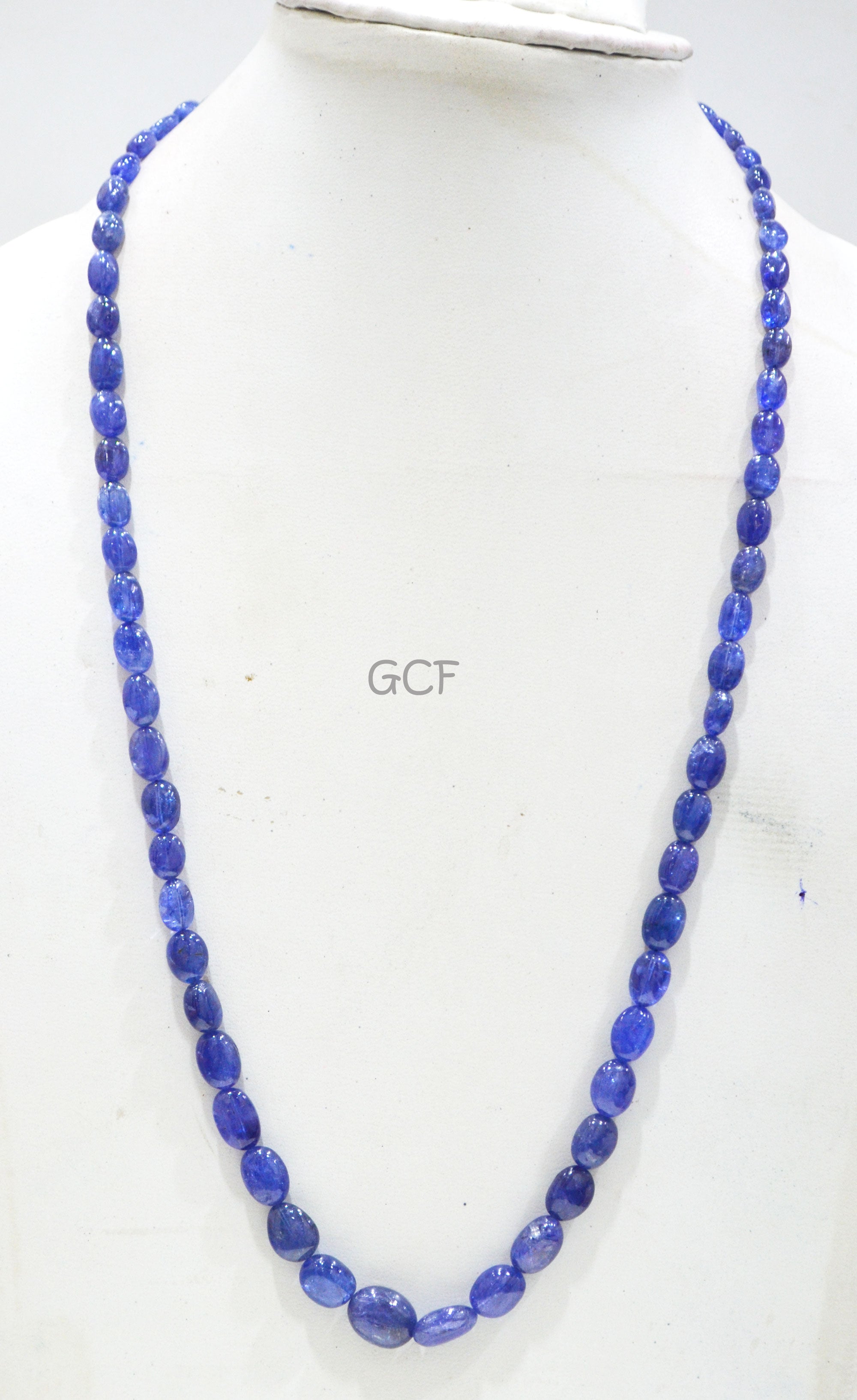 Tanzanite Smooth Oval Nuggets Shape Necklace , Tanzanite 1 Line Necklace 23 Inches Long With Adjustable Tussle , 4x6 mm , 31476