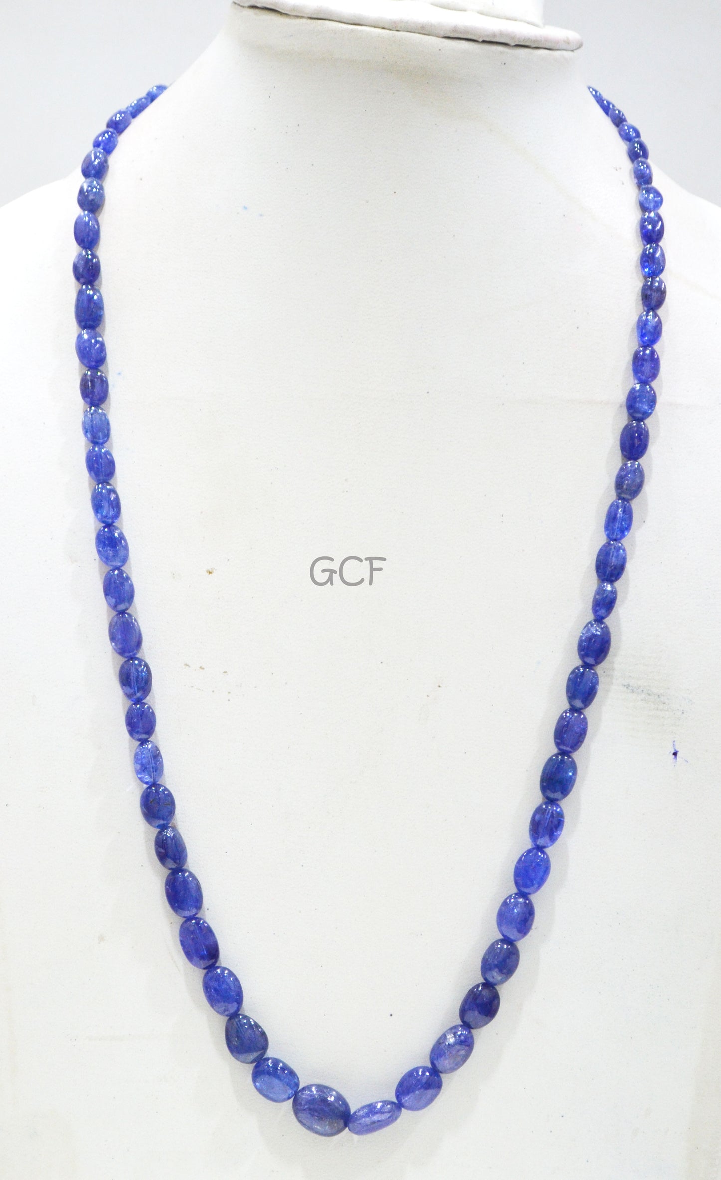 Tanzanite Smooth Oval Nuggets Shape Necklace , Tanzanite 1 Line Necklace 23 Inches Long With Adjustable Tussle , 4x6 mm , 31476
