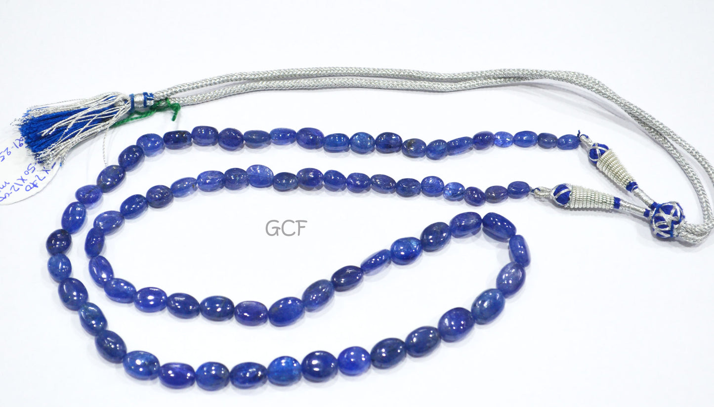 Tanzanite Smooth Oval Nuggets Shape Necklace , Tanzanite 1 Line Necklace 25 Inches Long With Adjustable Tussle , 5x7 - 8.5x12 mm , 31477