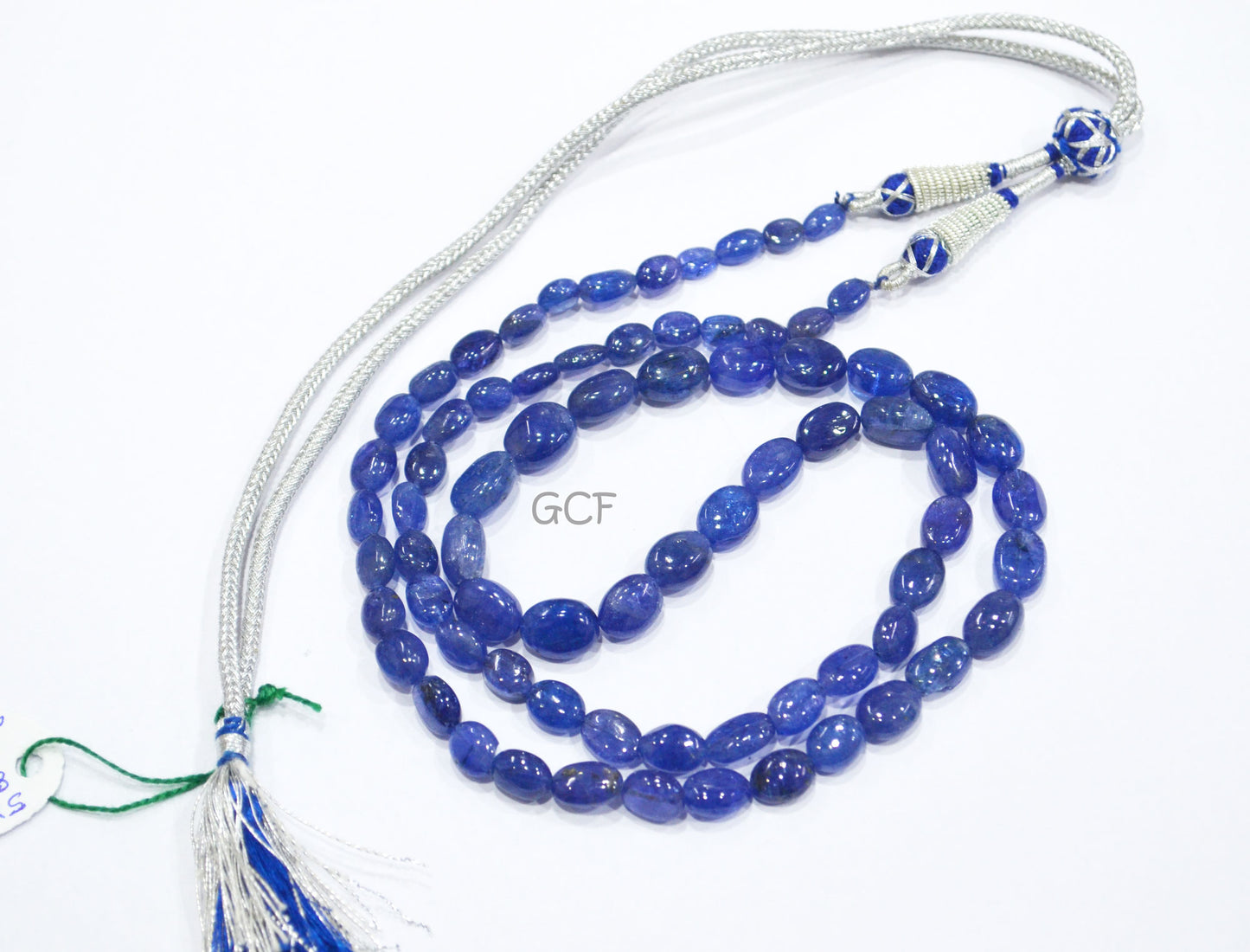 Tanzanite Smooth Oval Nuggets Shape Necklace , Tanzanite 1 Line Necklace 25 Inches Long With Adjustable Tussle , 5x7 - 8.5x12 mm , 31477