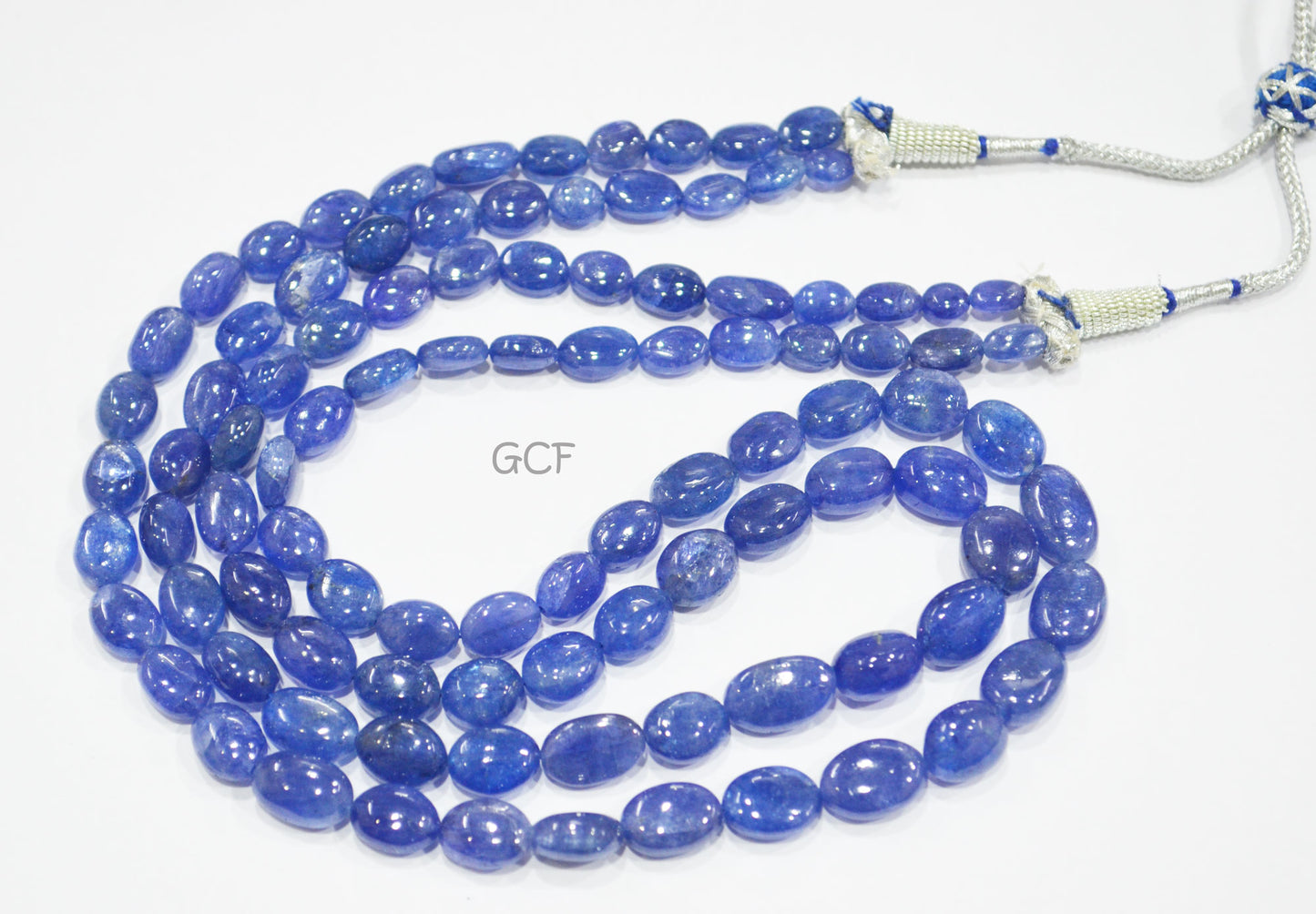Tanzanite Smooth Oval Nuggets Shape Necklace , Tanzanite 2 Line Necklace 19 - 20 Inches Long With Adjustable Tussle , 6x7 - 9x14 mm , 31478