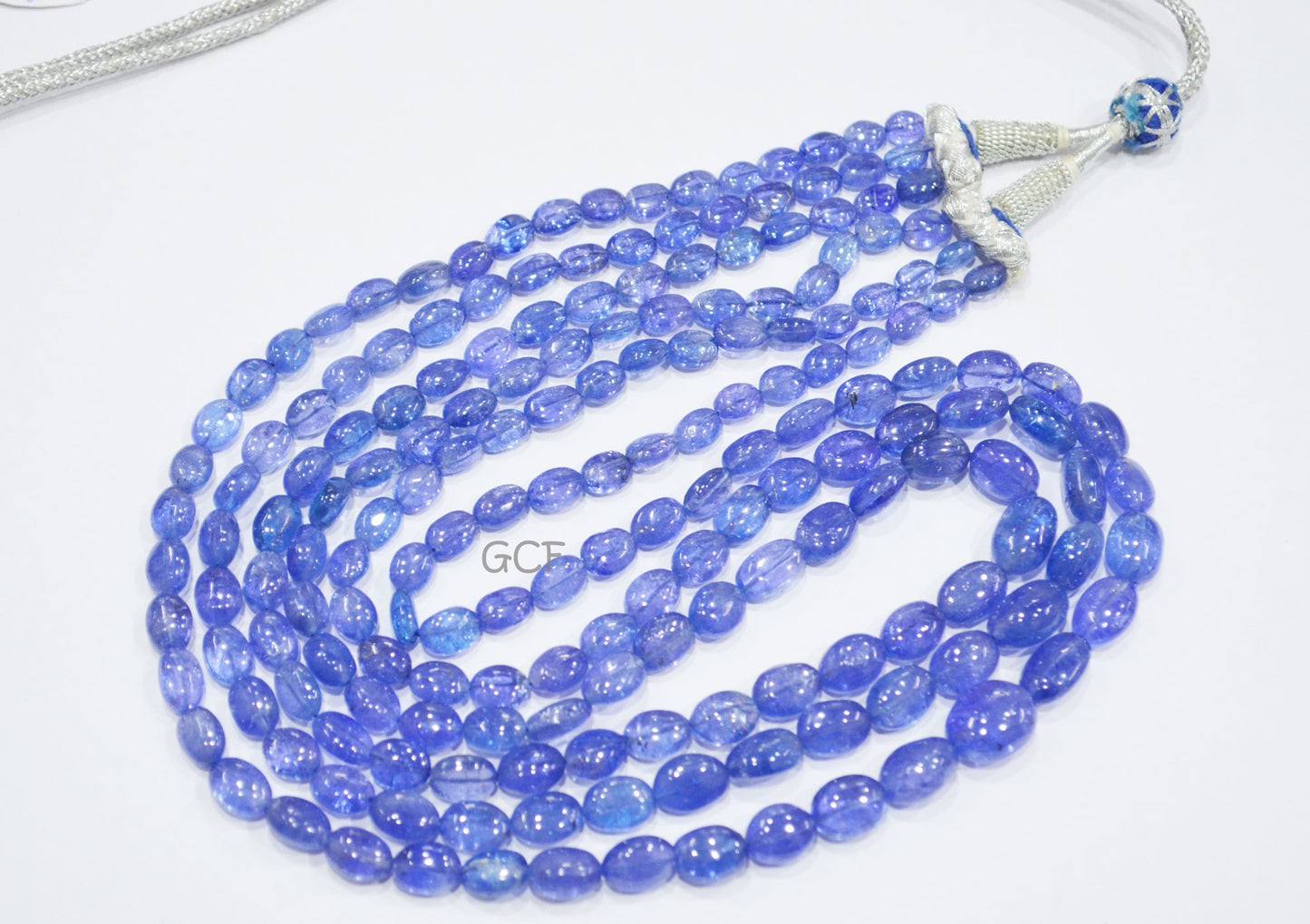 Tanzanite Smooth Oval Nuggets Shape Necklace,Tanzanite 3 Line Necklace 20 - 22 Inches Long With Adjustable Tussle ,5x6.5 - 10.5x13 mm ,31479