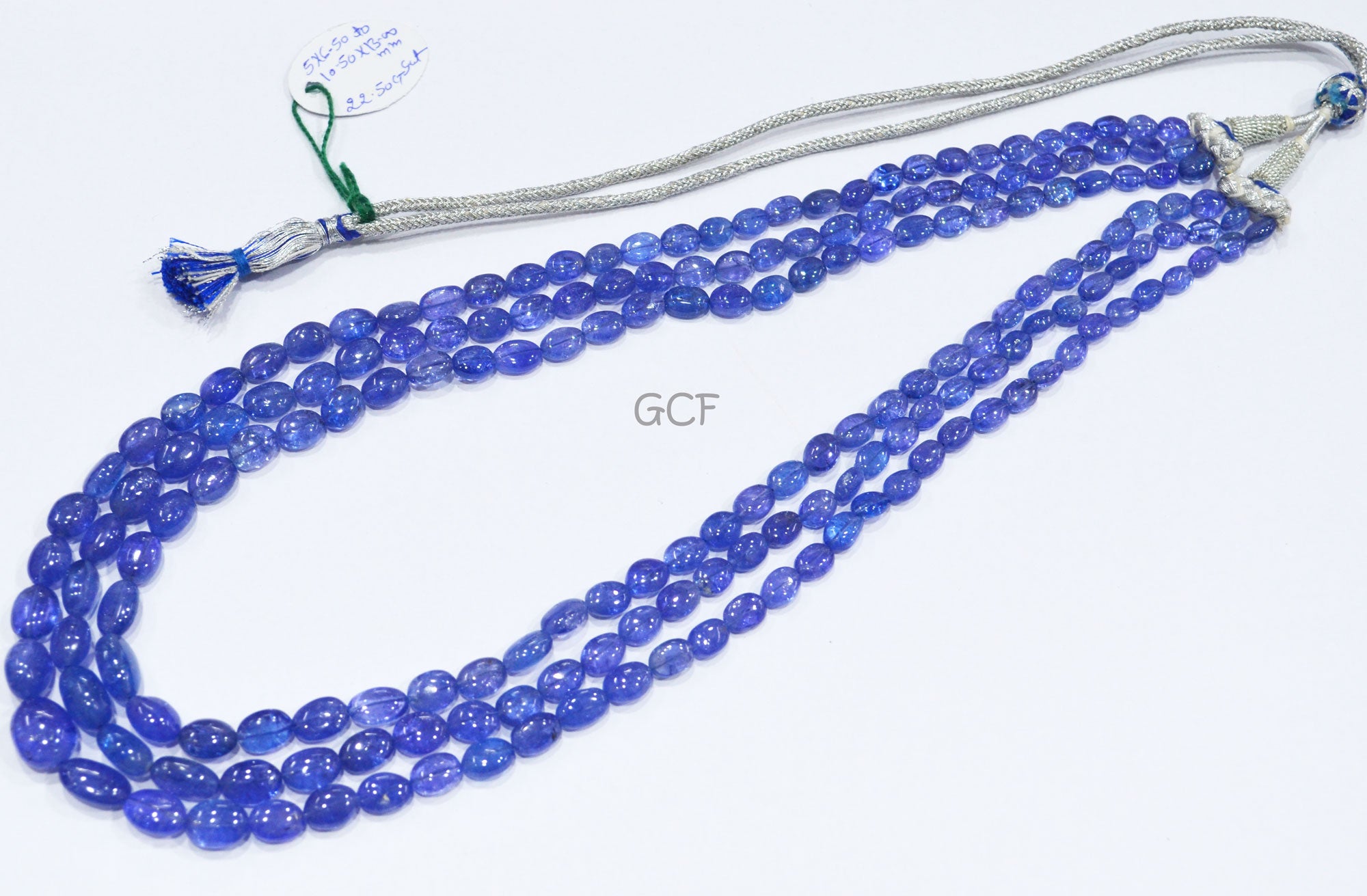 Tanzanite Smooth Oval Nuggets Shape Necklace,Tanzanite 3 Line Necklace 20 - 22 Inches Long With Adjustable Tussle ,5x6.5 - 10.5x13 mm ,31479