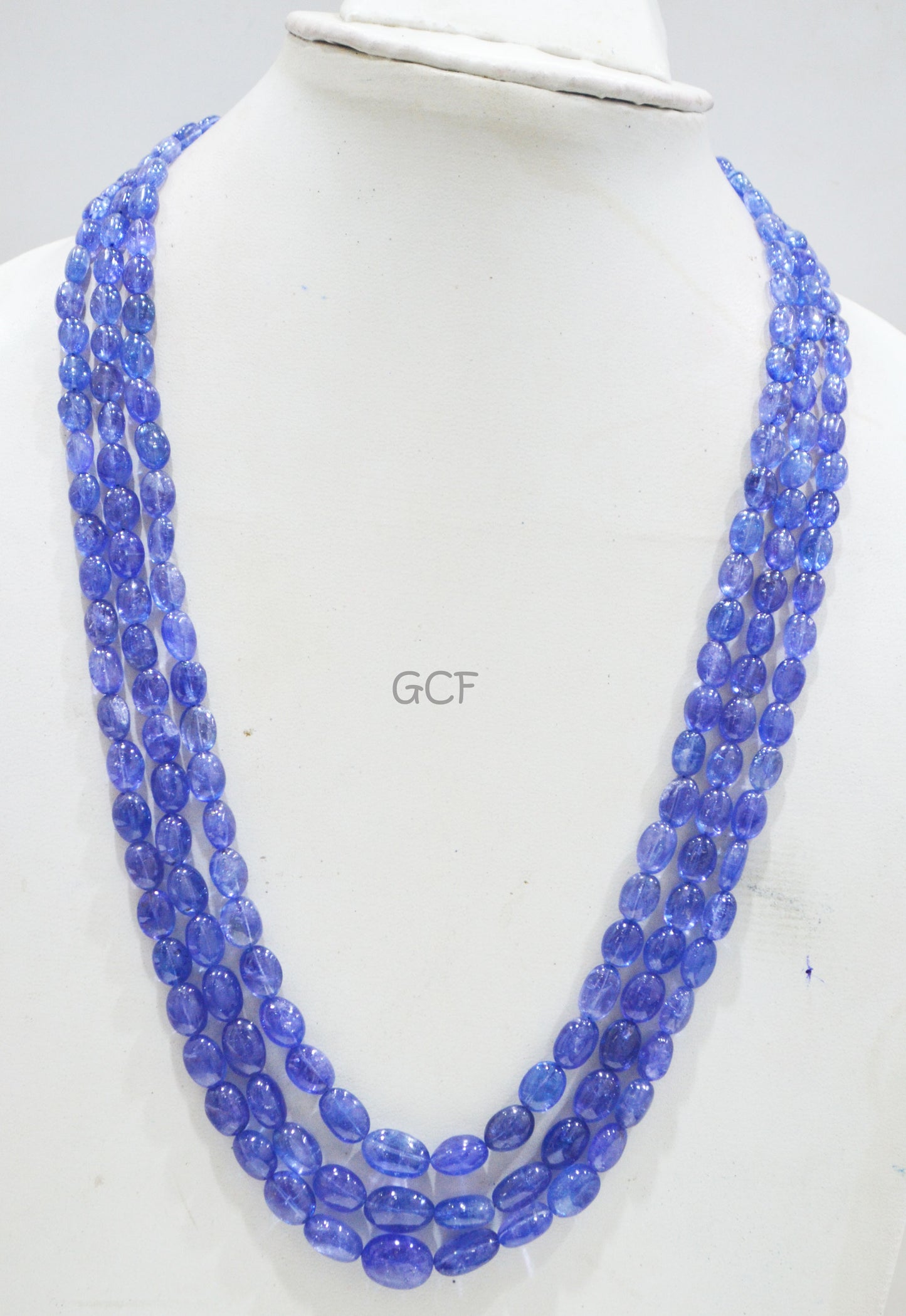 Tanzanite Smooth Oval Nuggets Shape Necklace,Tanzanite 3 Line Necklace 20 - 22 Inches Long With Adjustable Tussle ,5x6.5 - 10.5x13 mm ,31479