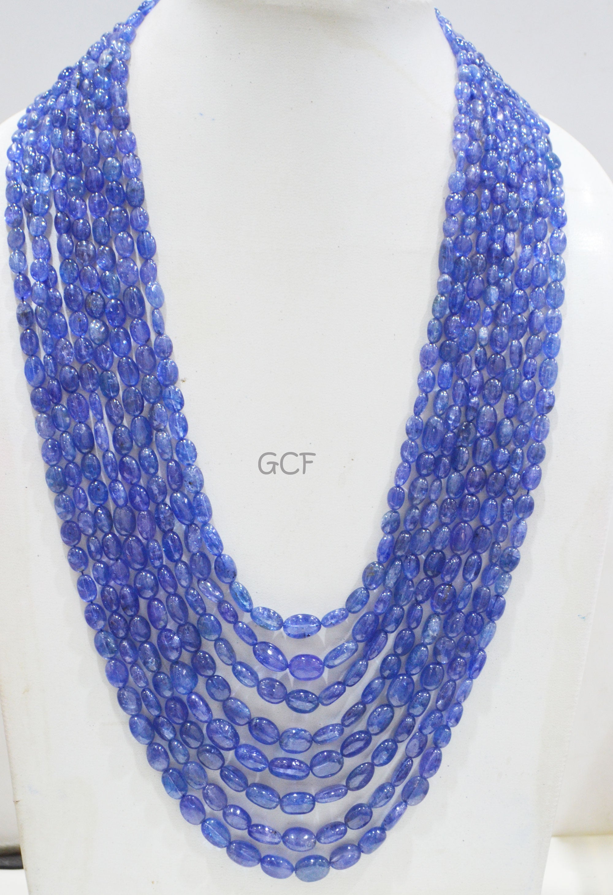 Tanzanite Smooth Oval Nuggets Shape Necklace , Tanzanite 8 Line Necklace 19 - 26 Inches Long With Adjustable Tussle ,5x6 - 9x13 mm ,31480