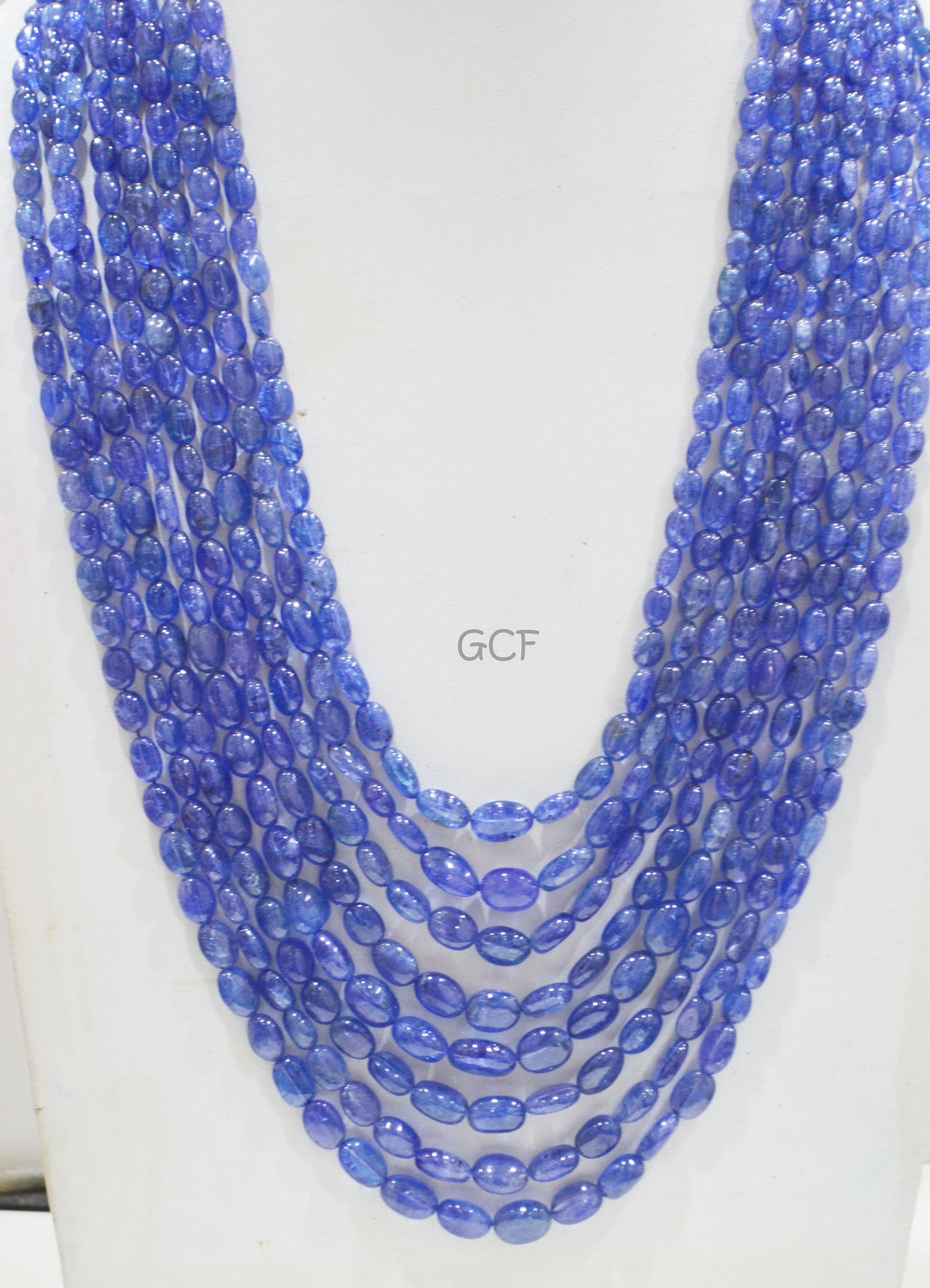 Tanzanite Smooth Oval Nuggets Shape Necklace , Tanzanite 8 Line Necklace 19 - 26 Inches Long With Adjustable Tussle ,5x6 - 9x13 mm ,31480