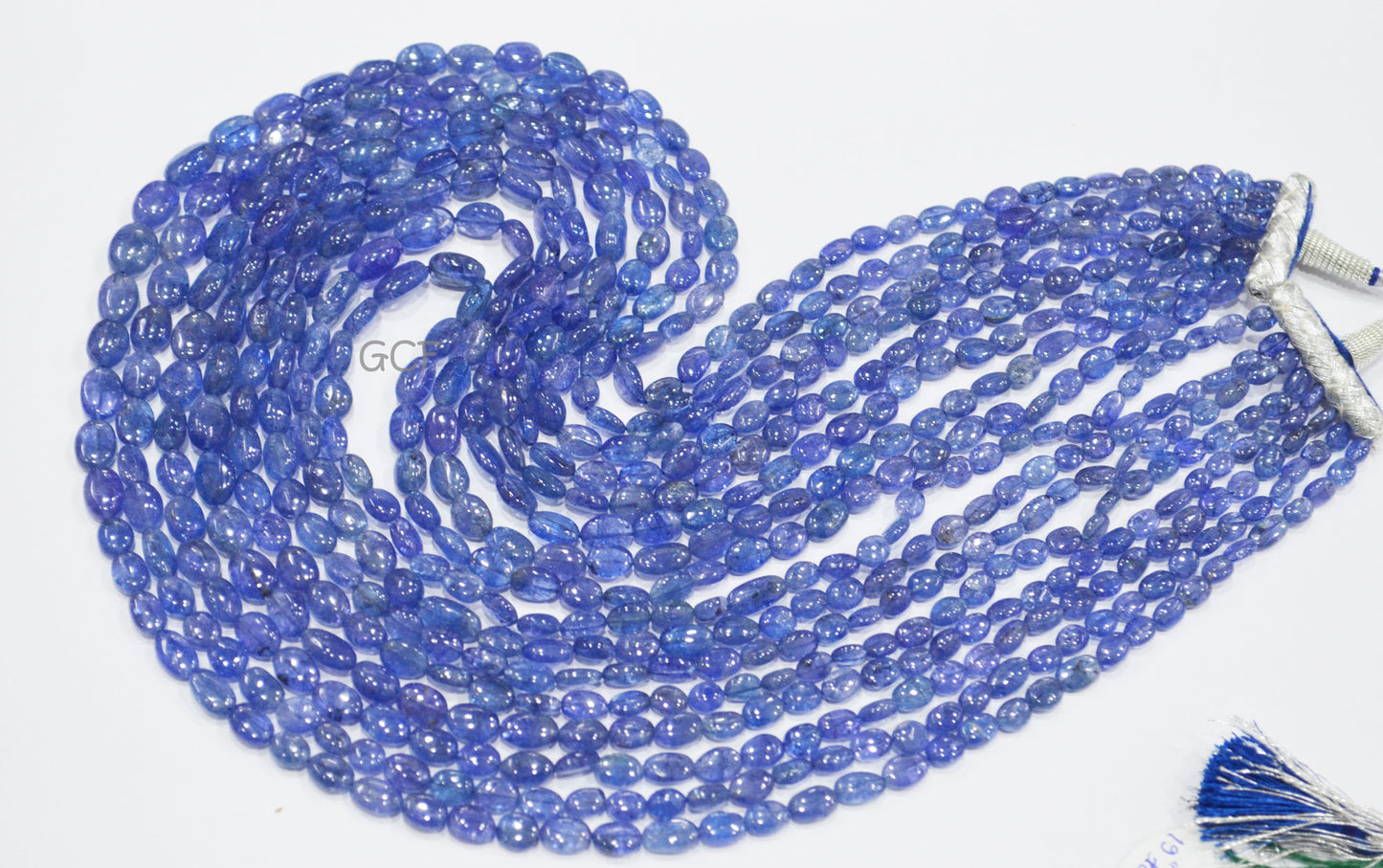 Tanzanite Smooth Oval Nuggets Shape Necklace , Tanzanite 8 Line Necklace 19 - 26 Inches Long With Adjustable Tussle ,5x6 - 9x13 mm ,31480