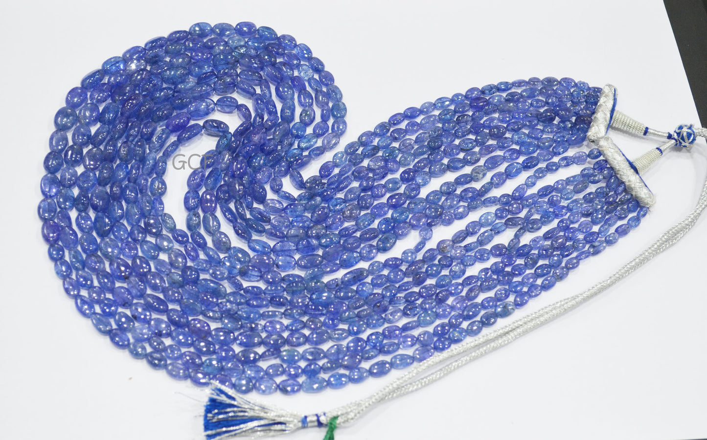 Tanzanite Smooth Oval Nuggets Shape Necklace , Tanzanite 8 Line Necklace 19 - 26 Inches Long With Adjustable Tussle ,5x6 - 9x13 mm ,31480