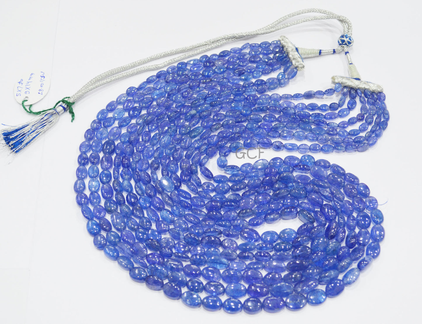 Tanzanite Smooth Oval Nuggets Shape Necklace , Tanzanite 7 Line Necklace 20 - 26 Inches Long With Adjustable Tussle , 5x7 - 9x14 mm , 31481