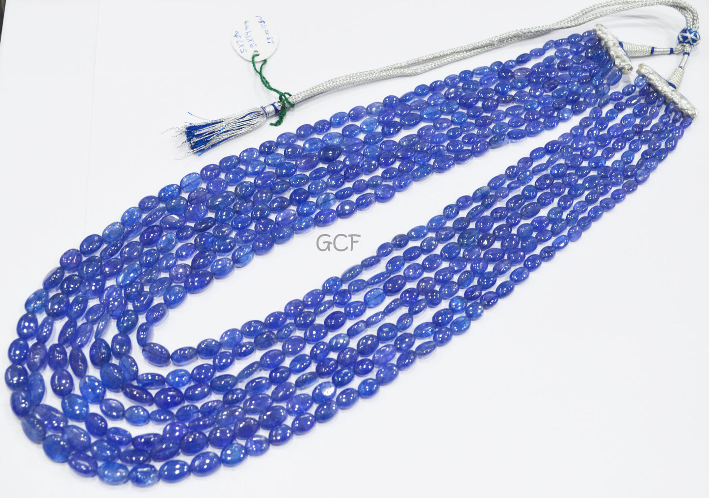 Tanzanite Smooth Oval Nuggets Shape Necklace , Tanzanite 7 Line Necklace 20 - 26 Inches Long With Adjustable Tussle , 5x7 - 9x14 mm , 31481