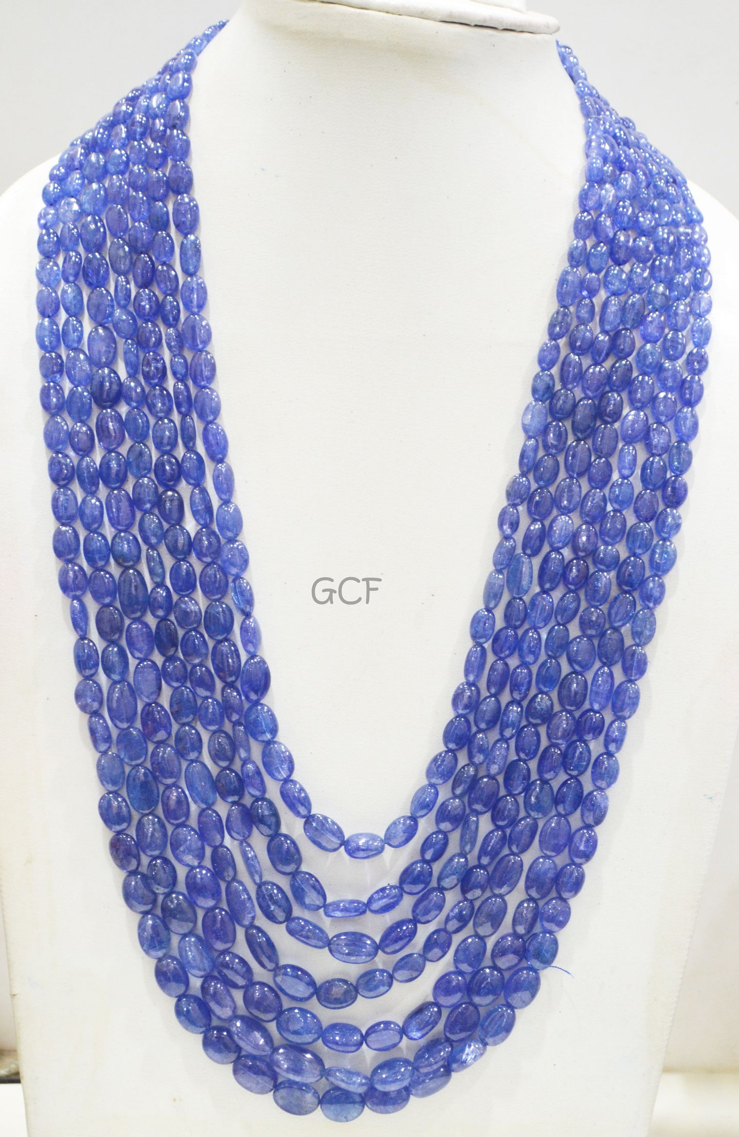Tanzanite Smooth Oval Nuggets Shape Necklace , Tanzanite 7 Line Necklace 20 - 26 Inches Long With Adjustable Tussle , 5x7 - 9x14 mm , 31481