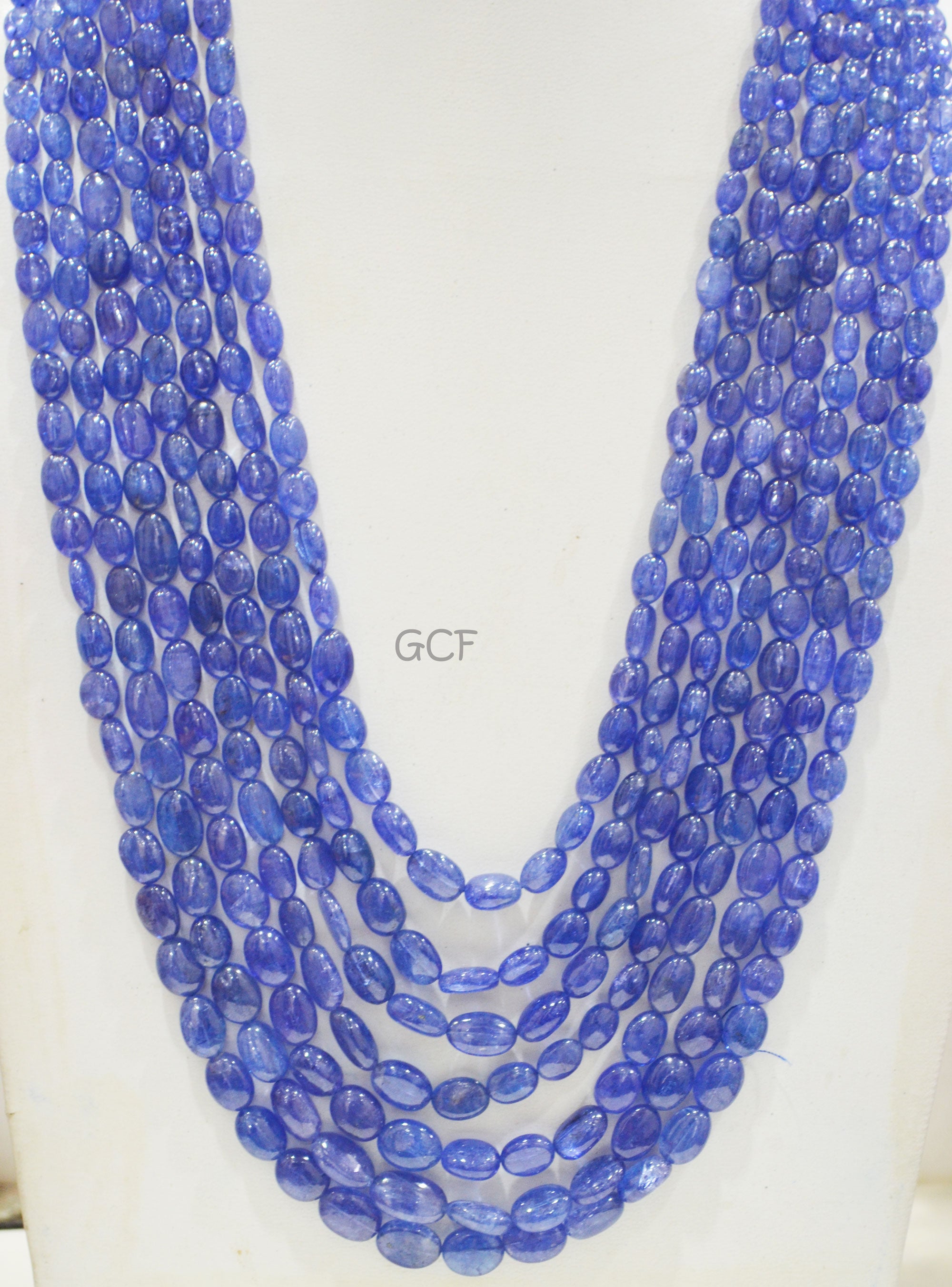 Tanzanite Smooth Oval Nuggets Shape Necklace , Tanzanite 7 Line Necklace 20 - 26 Inches Long With Adjustable Tussle , 5x7 - 9x14 mm , 31481