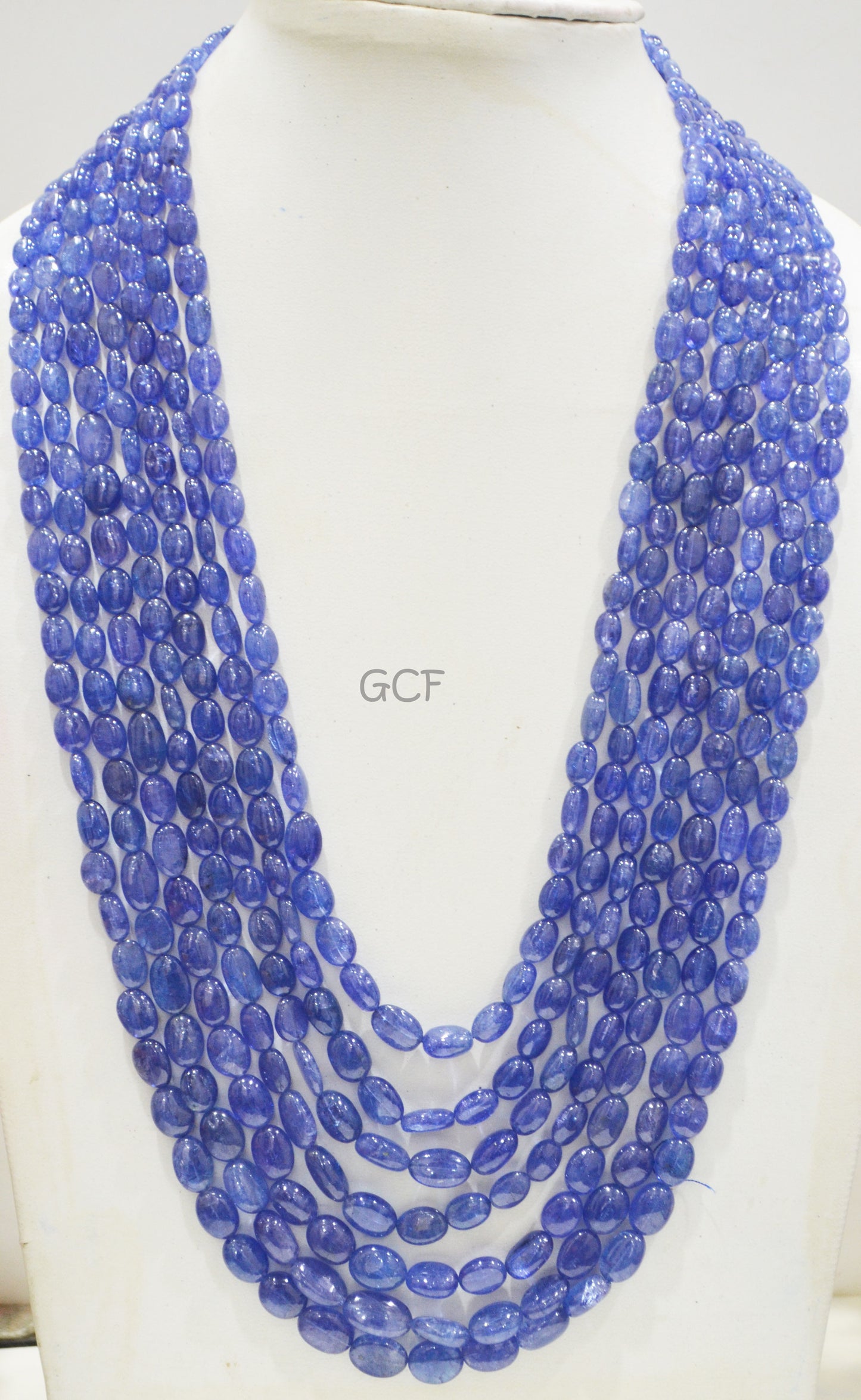Tanzanite Smooth Oval Nuggets Shape Necklace , Tanzanite 7 Line Necklace 20 - 26 Inches Long With Adjustable Tussle , 5x7 - 9x14 mm , 31481