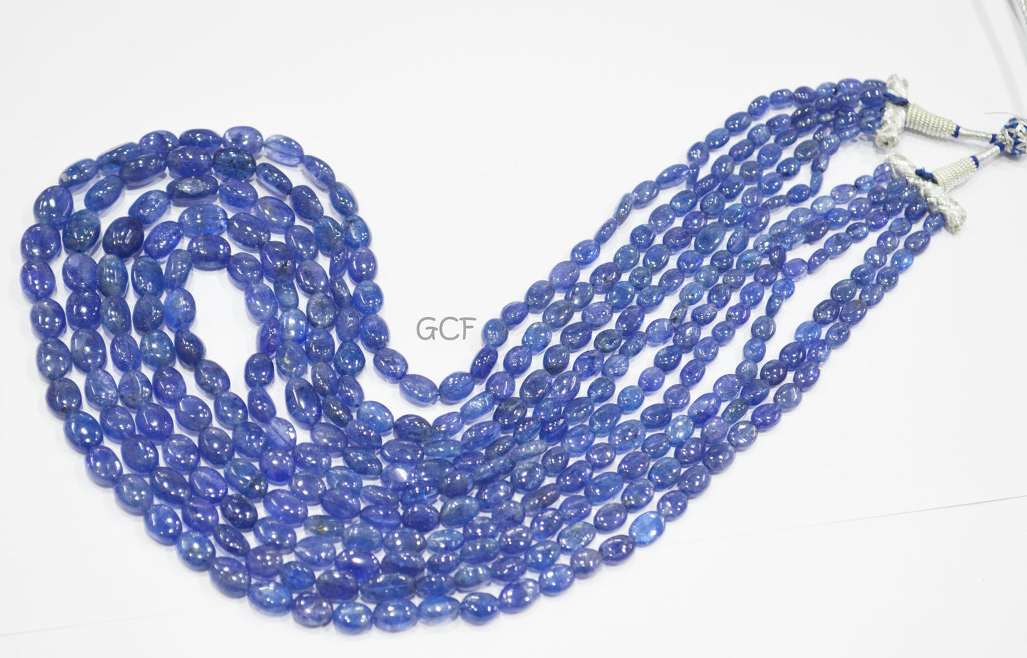 Tanzanite Smooth Oval Nuggets Shape Necklace , Tanzanite 5 Line Necklace 21 - 26 Inches Long With Adjustable Tussle ,4.5x5 - 10x13 mm ,31482
