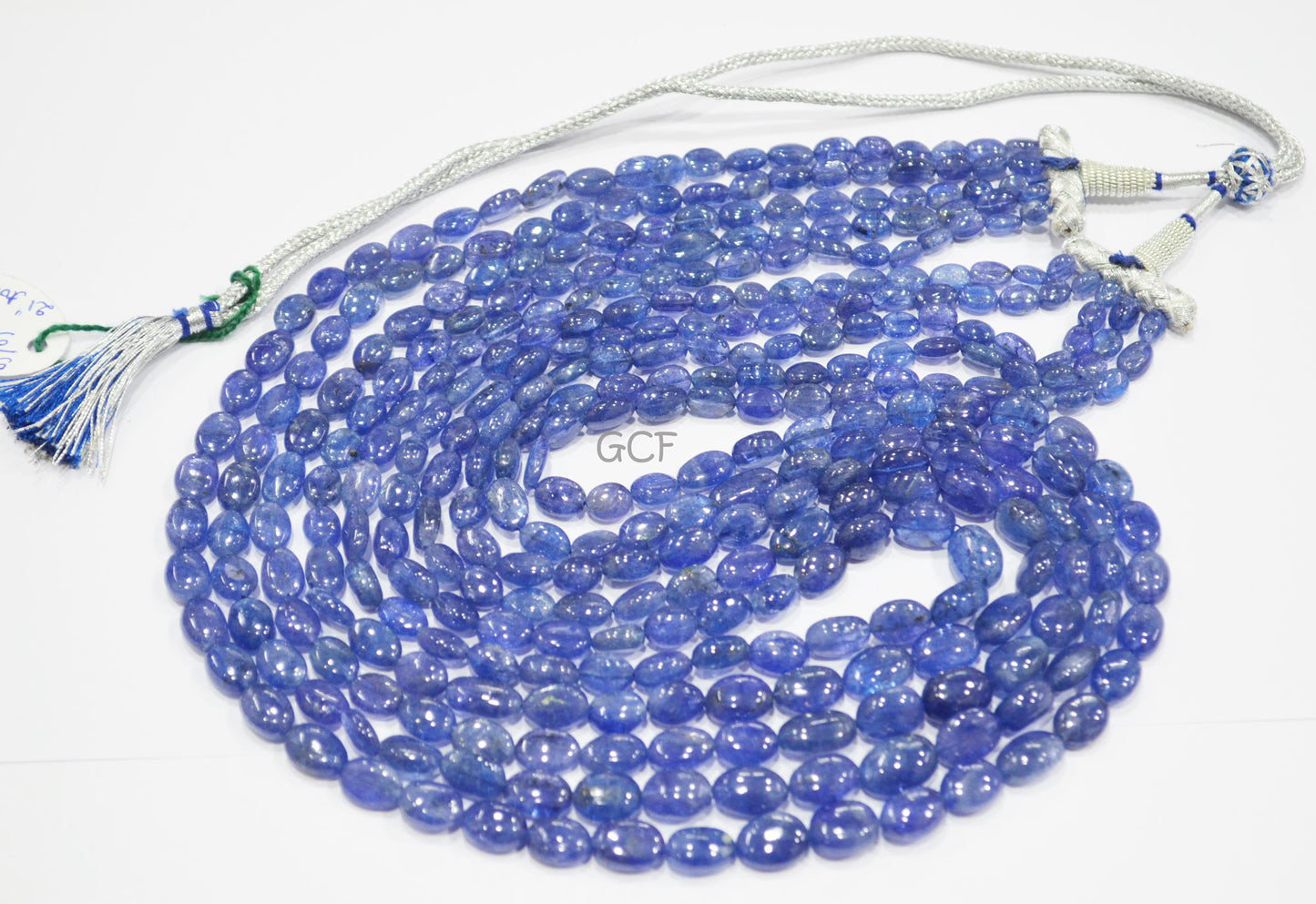 Tanzanite Smooth Oval Nuggets Shape Necklace , Tanzanite 5 Line Necklace 21 - 26 Inches Long With Adjustable Tussle ,4.5x5 - 10x13 mm ,31482