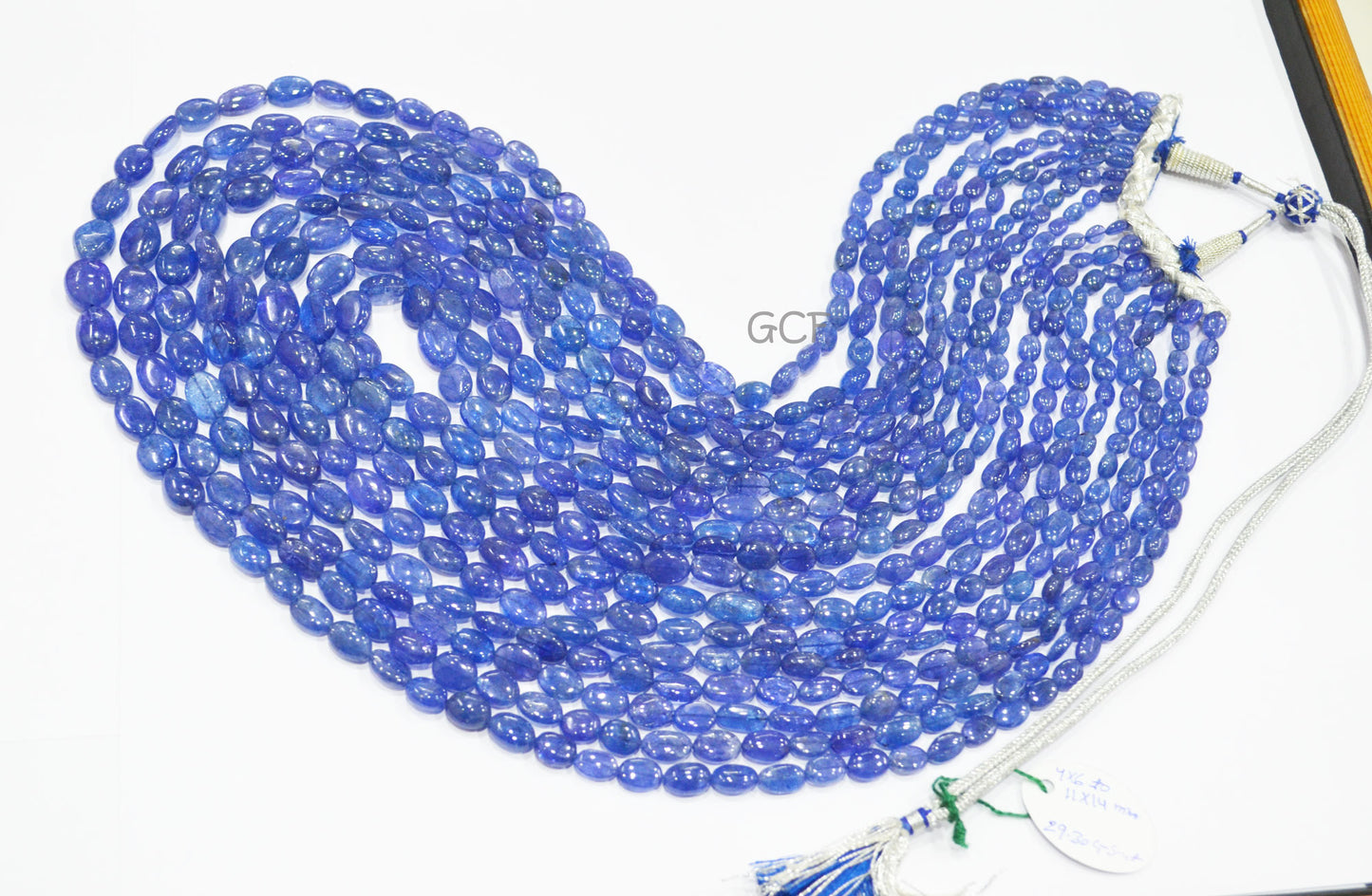Tanzanite Smooth Oval Nuggets Shape Necklace , Tanzanite 8 Line Necklace 22 - 30 Inches Long With Adjustable Tussle ,4x6 - 11x14 mm ,31483