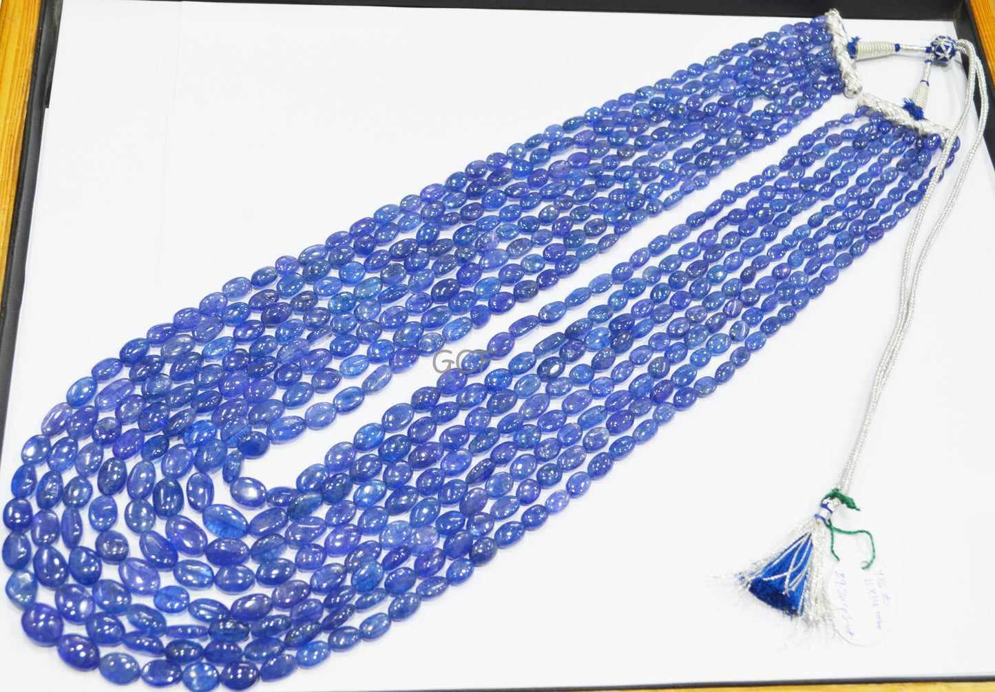 Tanzanite Smooth Oval Nuggets Shape Necklace , Tanzanite 8 Line Necklace 22 - 30 Inches Long With Adjustable Tussle ,4x6 - 11x14 mm ,31483