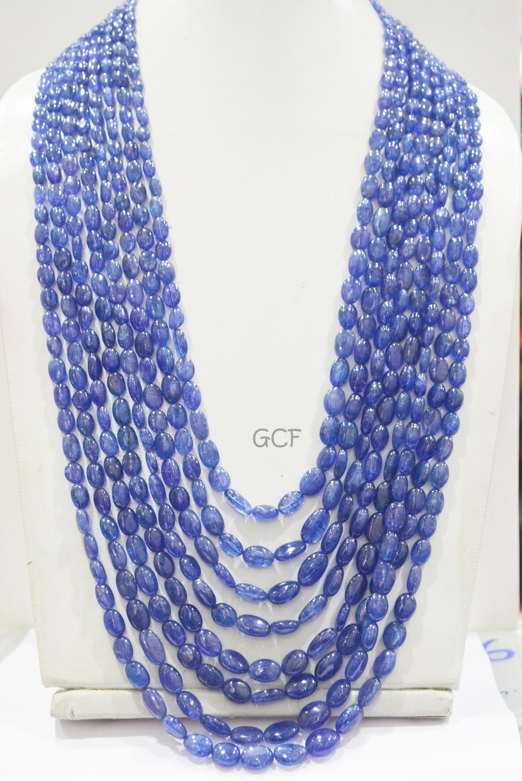 Tanzanite Smooth Oval Nuggets Shape Necklace , Tanzanite 8 Line Necklace 22 - 30 Inches Long With Adjustable Tussle ,4x6 - 11x14 mm ,31483