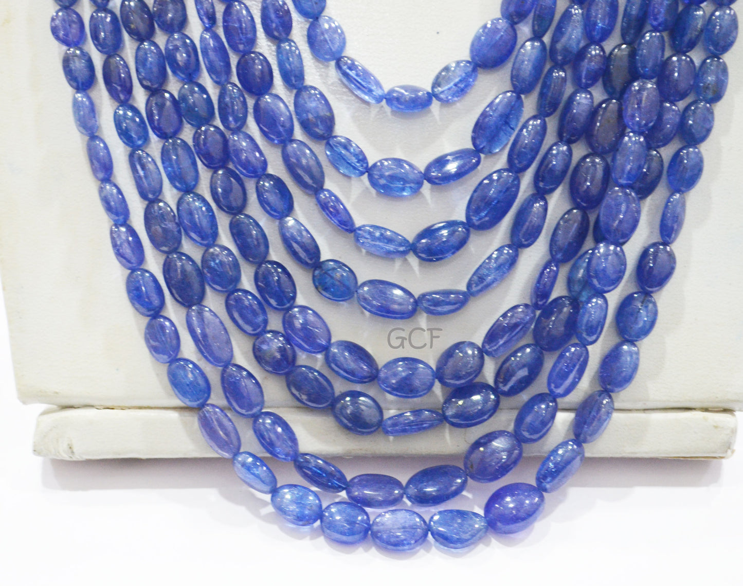 Tanzanite Smooth Oval Nuggets Shape Necklace , Tanzanite 8 Line Necklace 22 - 30 Inches Long With Adjustable Tussle ,4x6 - 11x14 mm ,31483