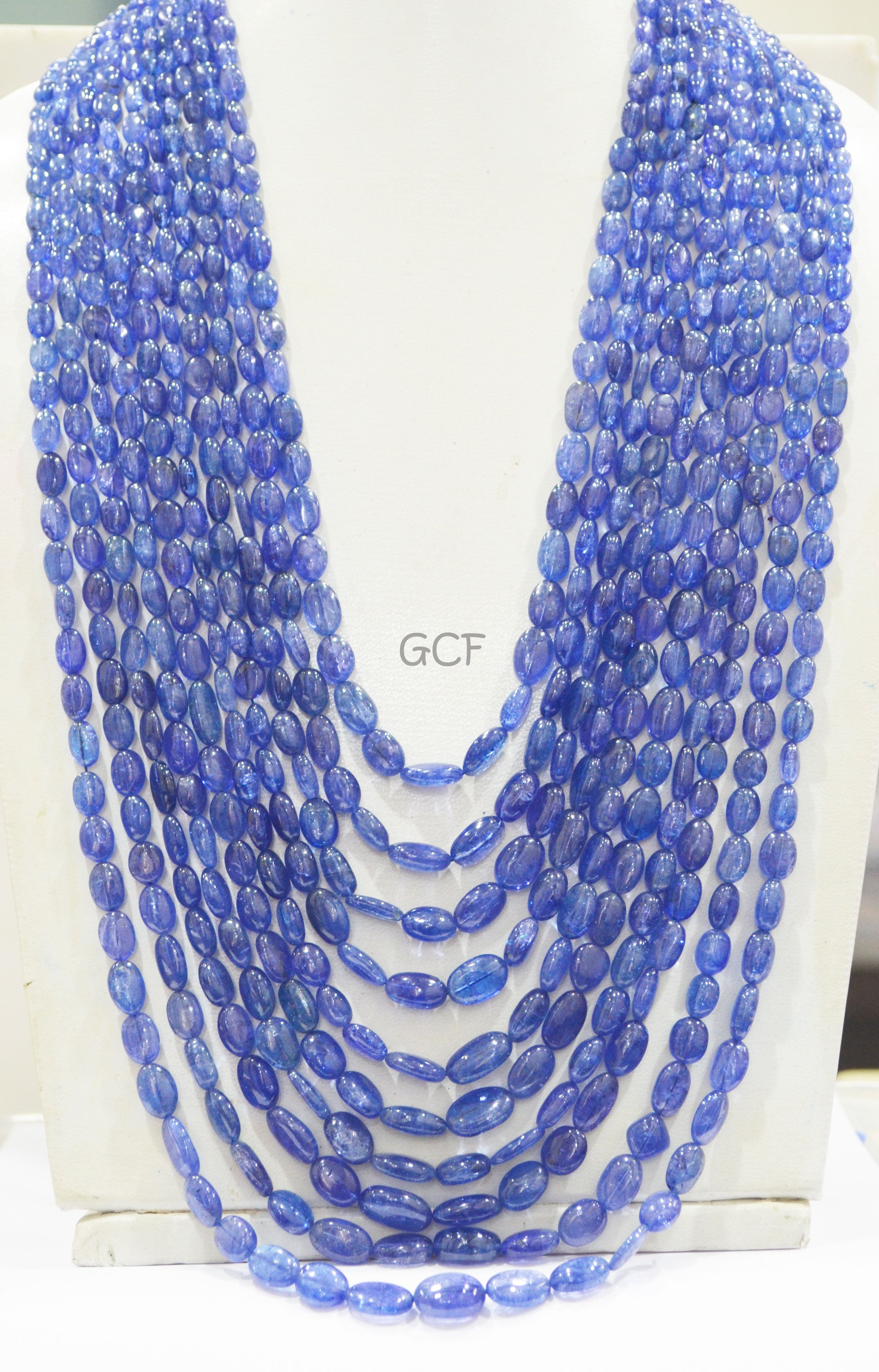Tanzanite Smooth Oval Nuggets Shape Necklace ,Tanzanite 10 Line Necklace 20 - 30 Inches Long With Adjustable Tussle ,4.5x6 - 10x15 mm ,31484