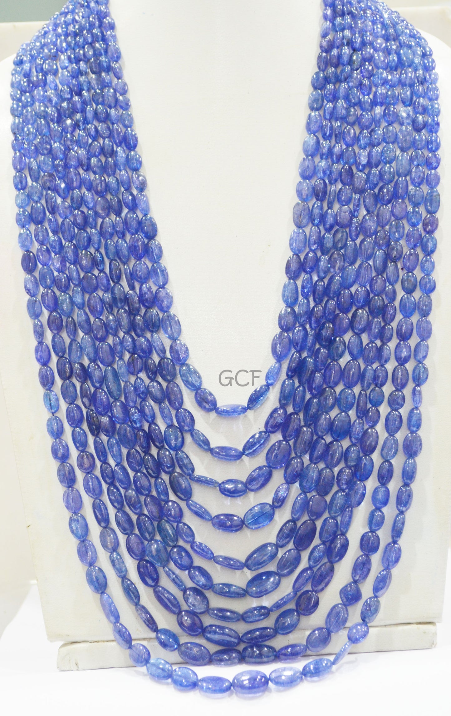 Tanzanite Smooth Oval Nuggets Shape Necklace ,Tanzanite 10 Line Necklace 20 - 30 Inches Long With Adjustable Tussle ,4.5x6 - 10x15 mm ,31484