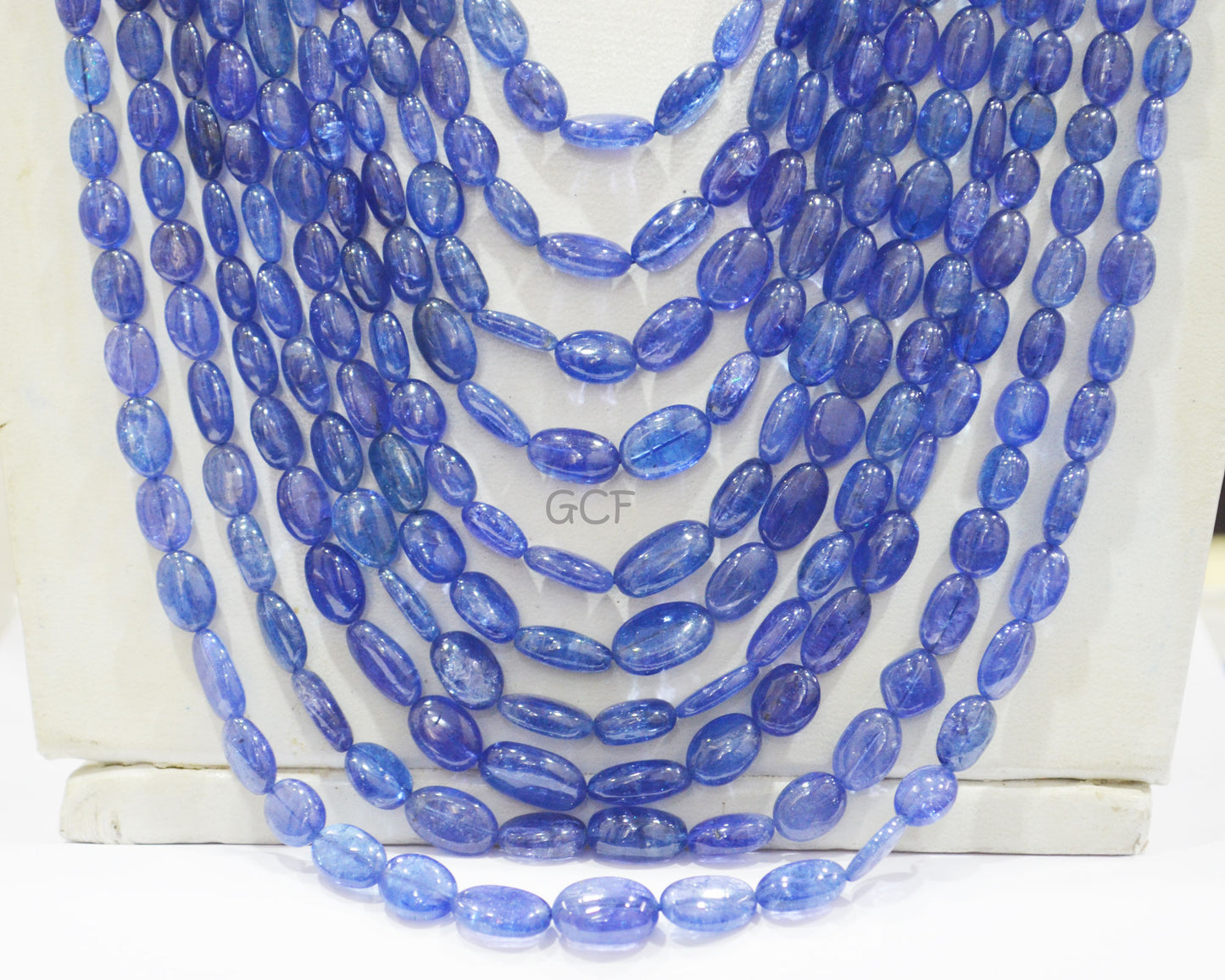 Tanzanite Smooth Oval Nuggets Shape Necklace ,Tanzanite 10 Line Necklace 20 - 30 Inches Long With Adjustable Tussle ,4.5x6 - 10x15 mm ,31484