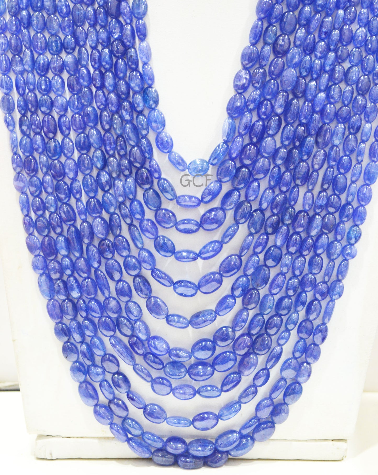 Tanzanite Smooth Oval Nuggets Shape Necklace , Tanzanite 12 Line Necklace 17 - 29 Inches Long With Adjustable Tussle ,4x6 - 9x14 mm ,31485