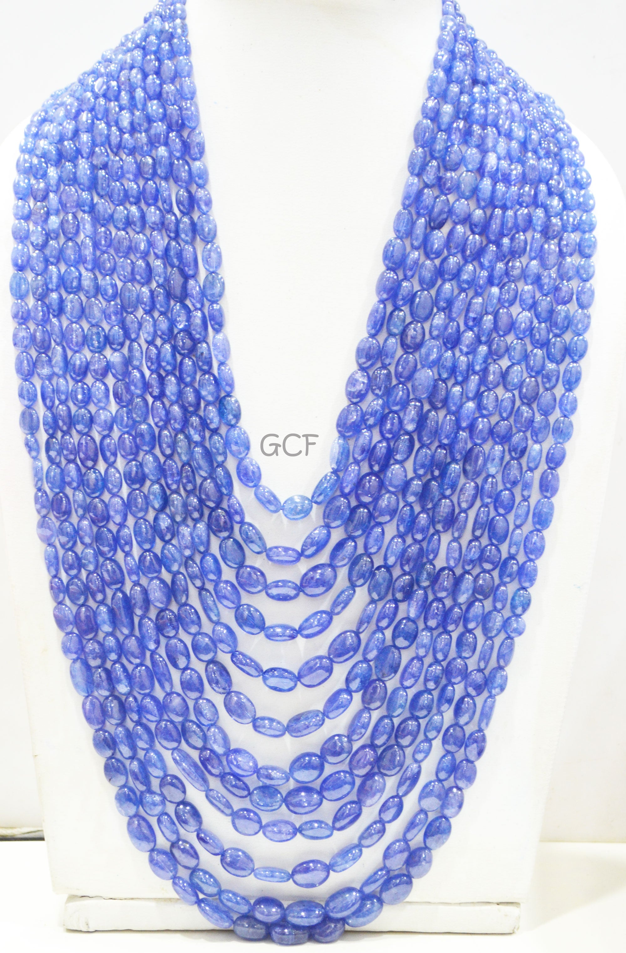Tanzanite Smooth Oval Nuggets Shape Necklace , Tanzanite 12 Line Necklace 17 - 29 Inches Long With Adjustable Tussle ,4x6 - 9x14 mm ,31485
