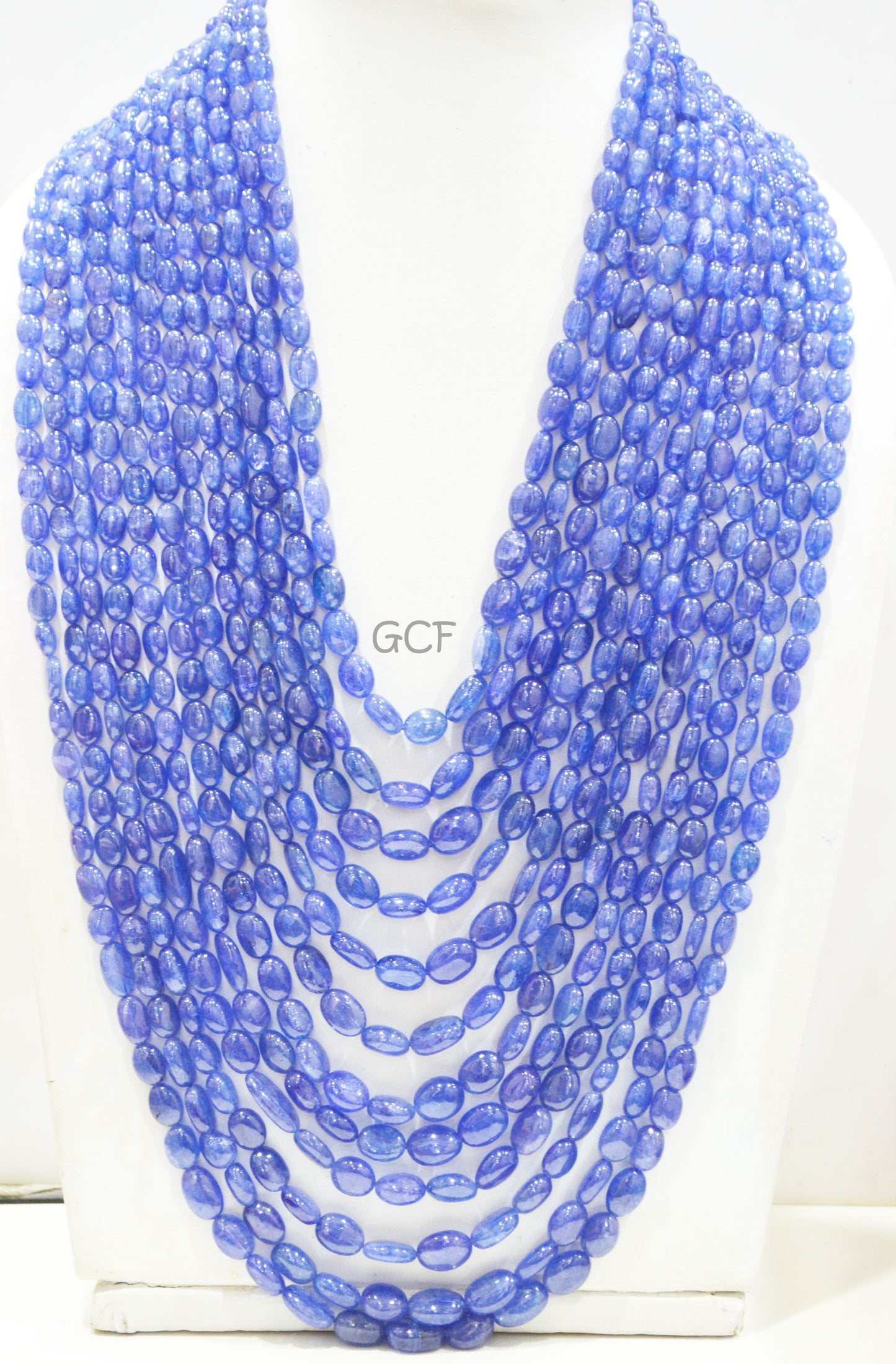 Tanzanite Smooth Oval Nuggets Shape Necklace , Tanzanite 12 Line Necklace 17 - 29 Inches Long With Adjustable Tussle ,4x6 - 9x14 mm ,31485